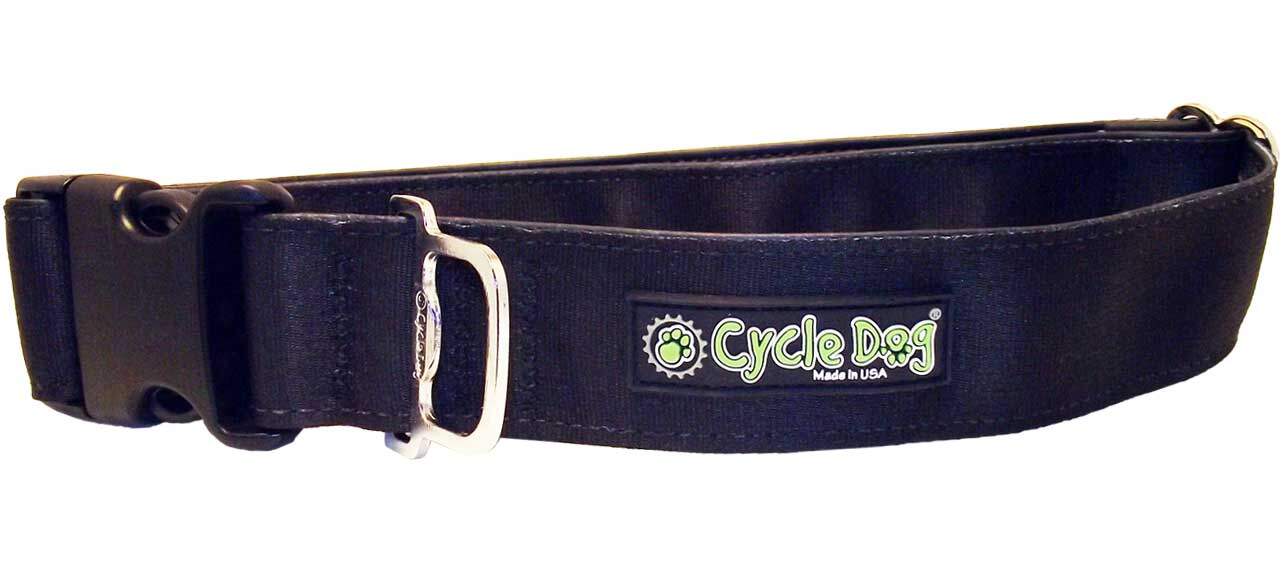 Cycle Dog - Solid Black Dog Collar: Latch-Lock Metal Buckle / Large / Standard