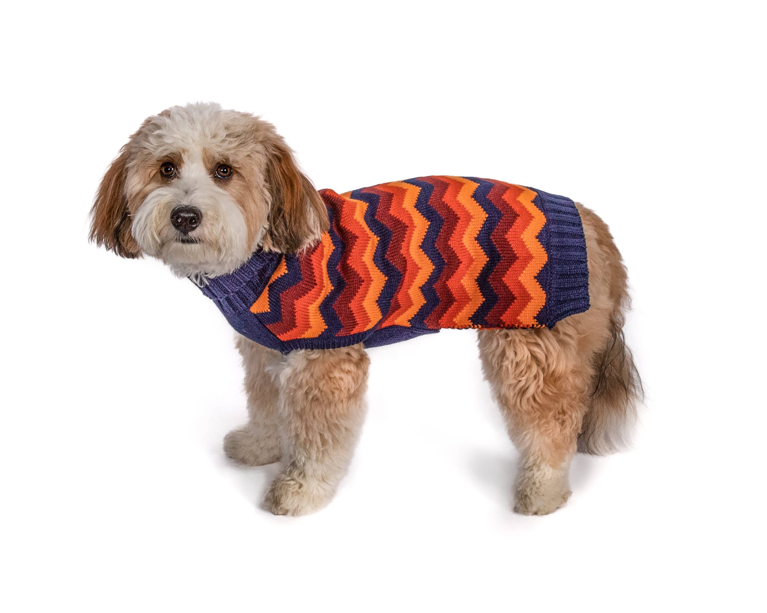 fabdog - Navy Chevron Dog Sweater: 12"