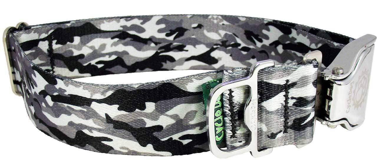 Cycle Dog - Ecoweave Snow Camo Dog Collar: Latch-Lock Metal Buckle / Medium / Standard