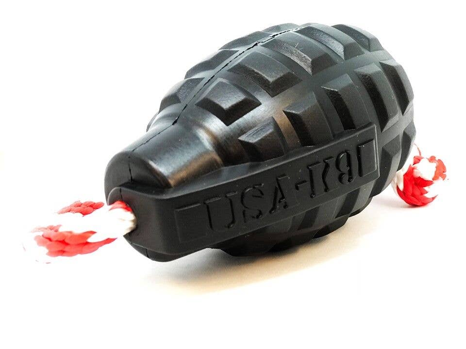SodaPup Dog Toys - USA-K9 Magnum Grenade - Chew Toy - Reward Toy - Black: Large