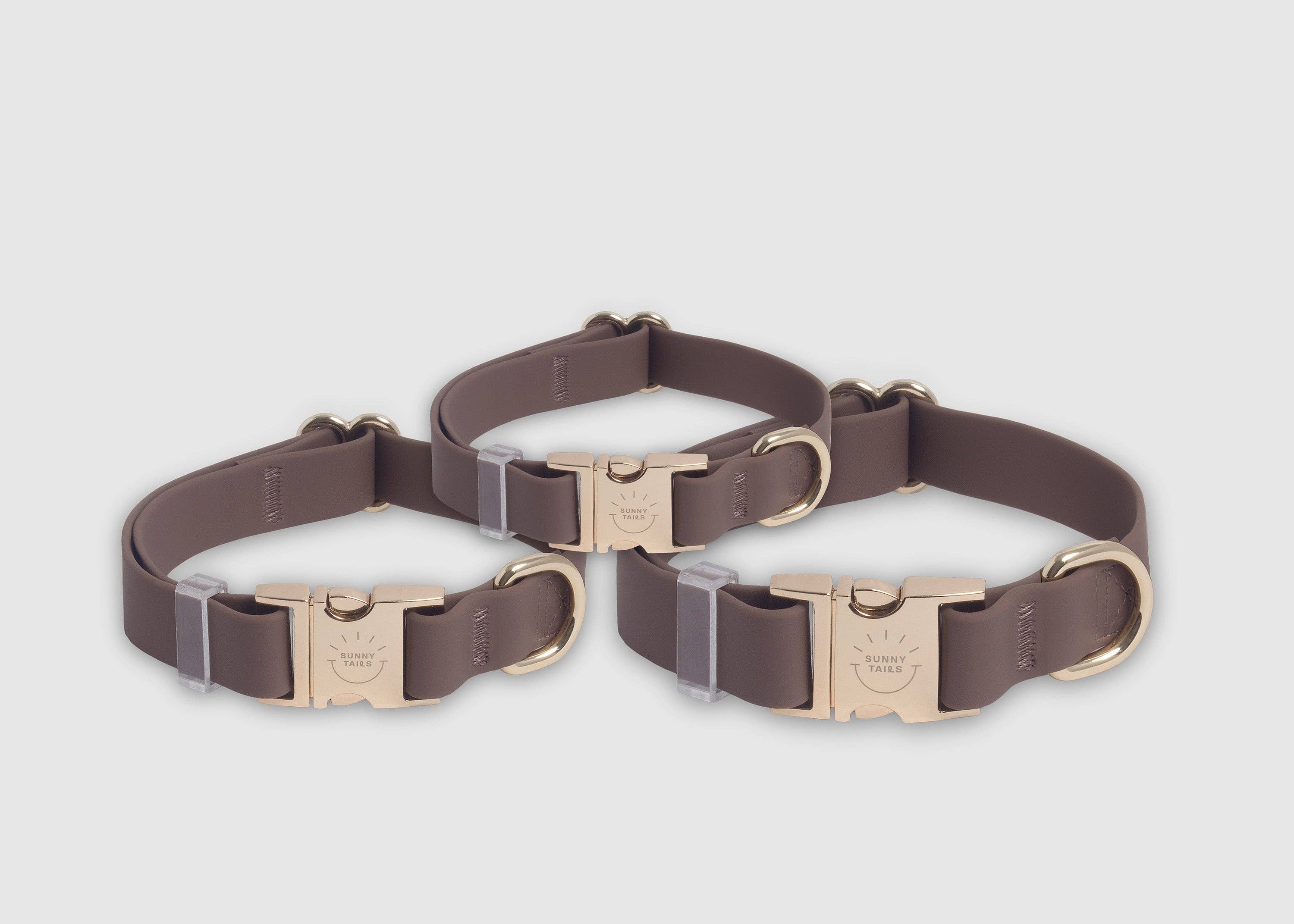 SUNNY TAILS - Espresso Brown Waterproof Dog Collar: SMALL
