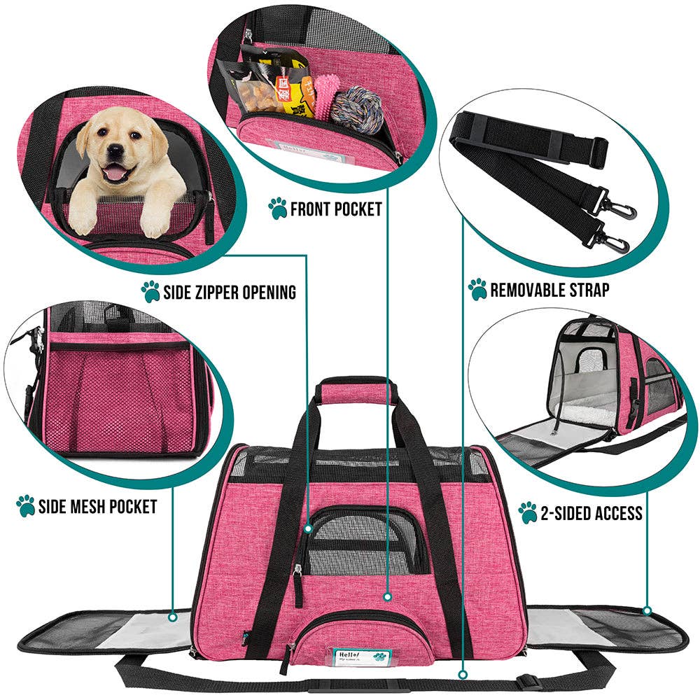 PetAmi - Heather Tote Bag Pet Carrier - Airline Approved: Heather Charcoal / Large - 19.5" x 10.2" x 12" (LxWxH)