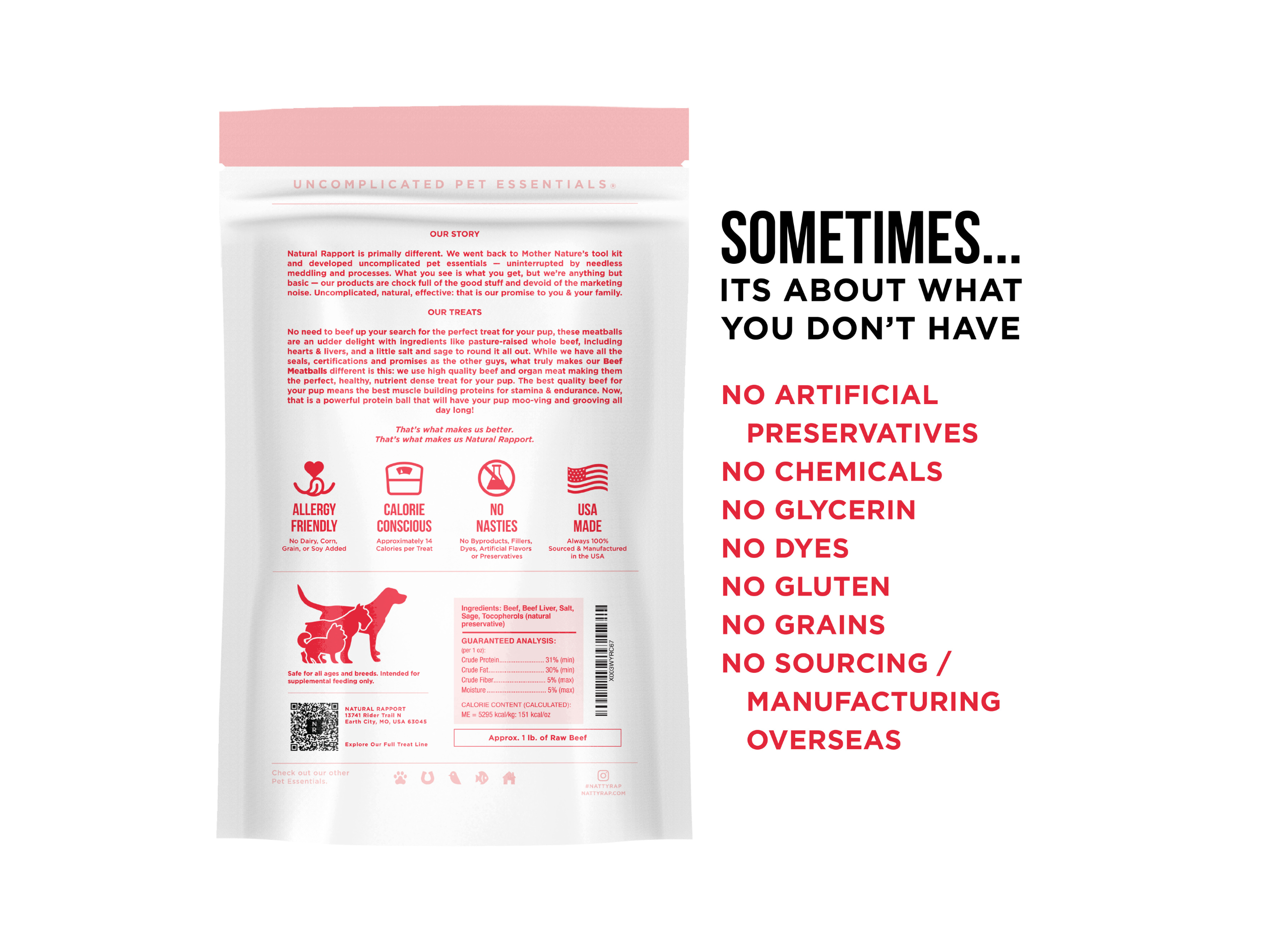 Natural Rapport - The Only Freeze Dried Beef Meatballs Dogs Need: 4 oz