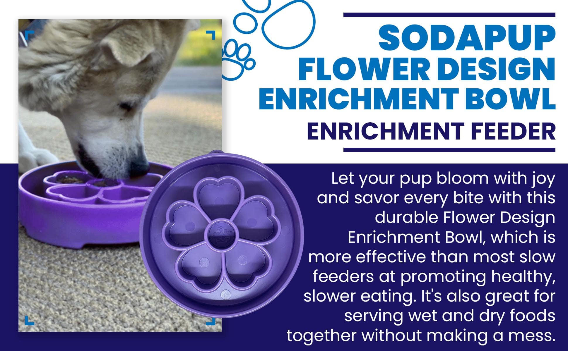 SodaPup Dog Toys - Flower Design eBowl Enrichment Slow Feeder Bowl for Dogs: Flower Bowl - Pink