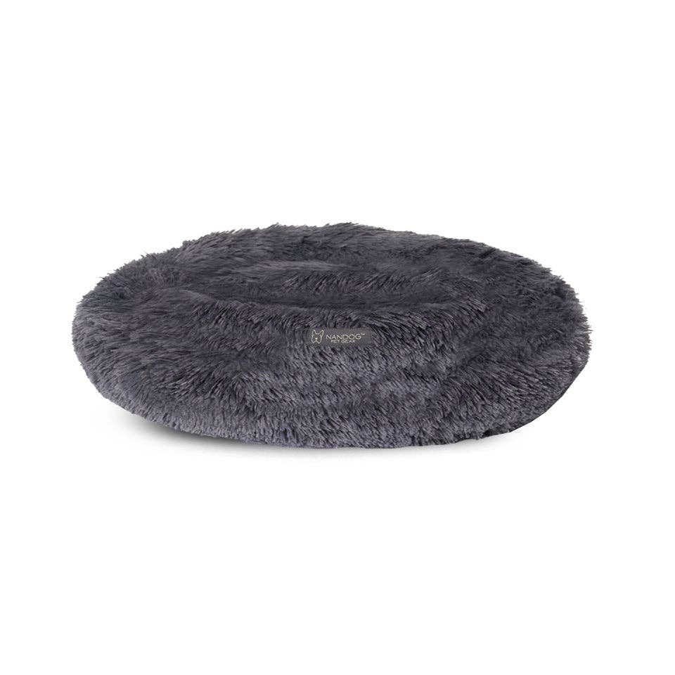 Nandog Pet Gear - SHAGGY ROUND PET BED - MEDIUM / DARK GRAY