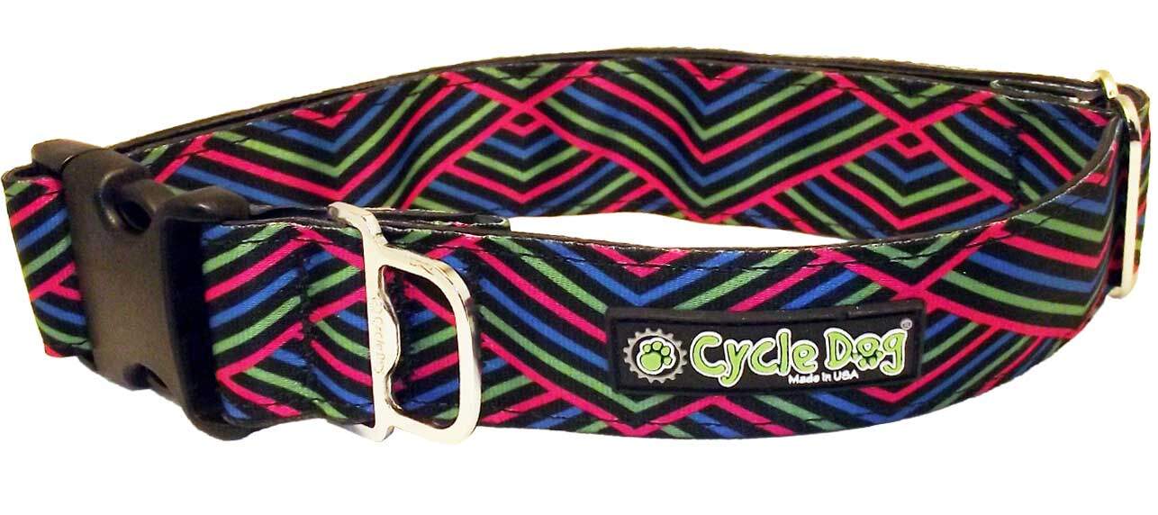 Cycle Dog - Multi Diagonals Dog Collar: Latch-Lock Metal Buckle / Medium / Standard