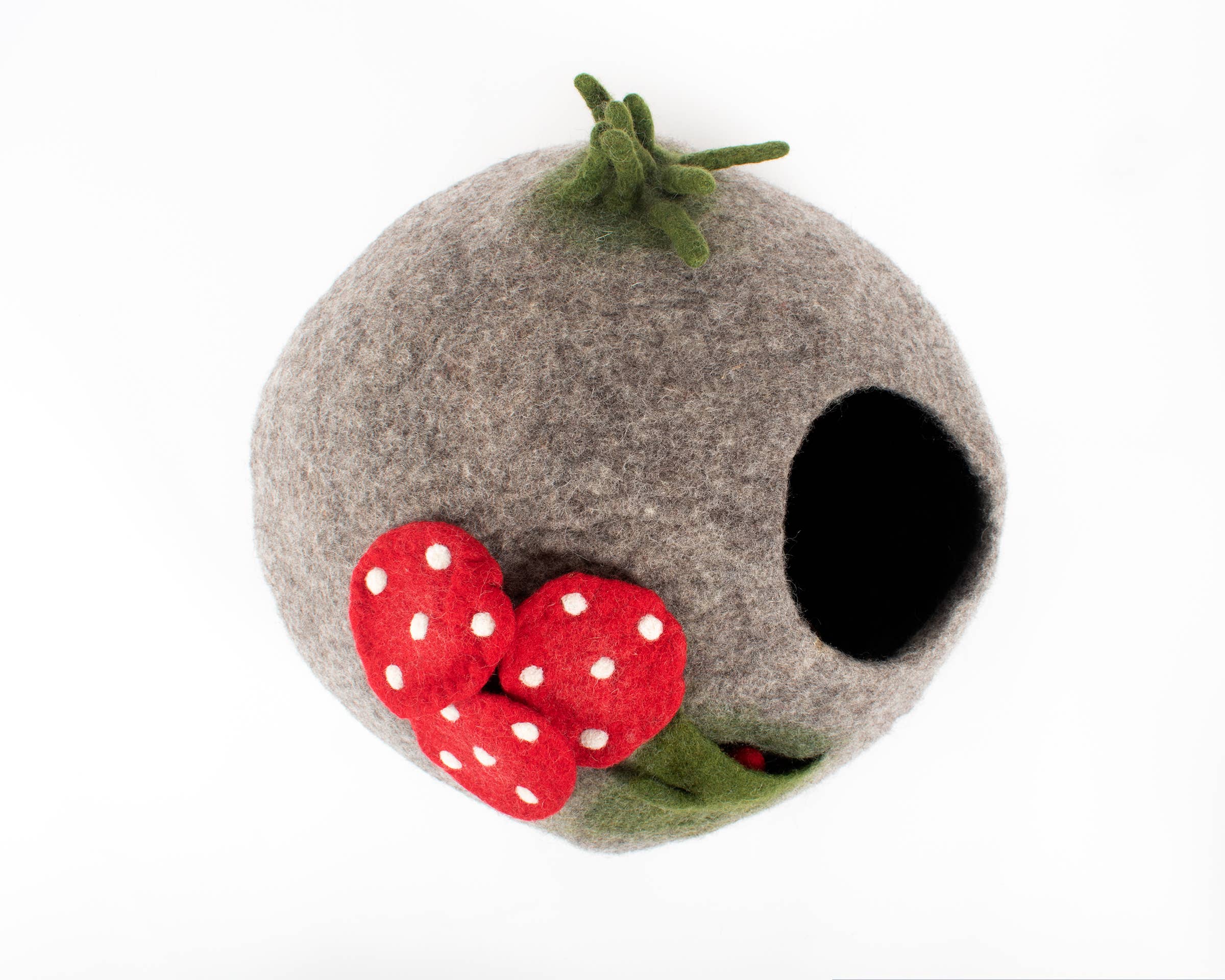 Felt Cat Cave Natural Wool Mushroom Cat Bed