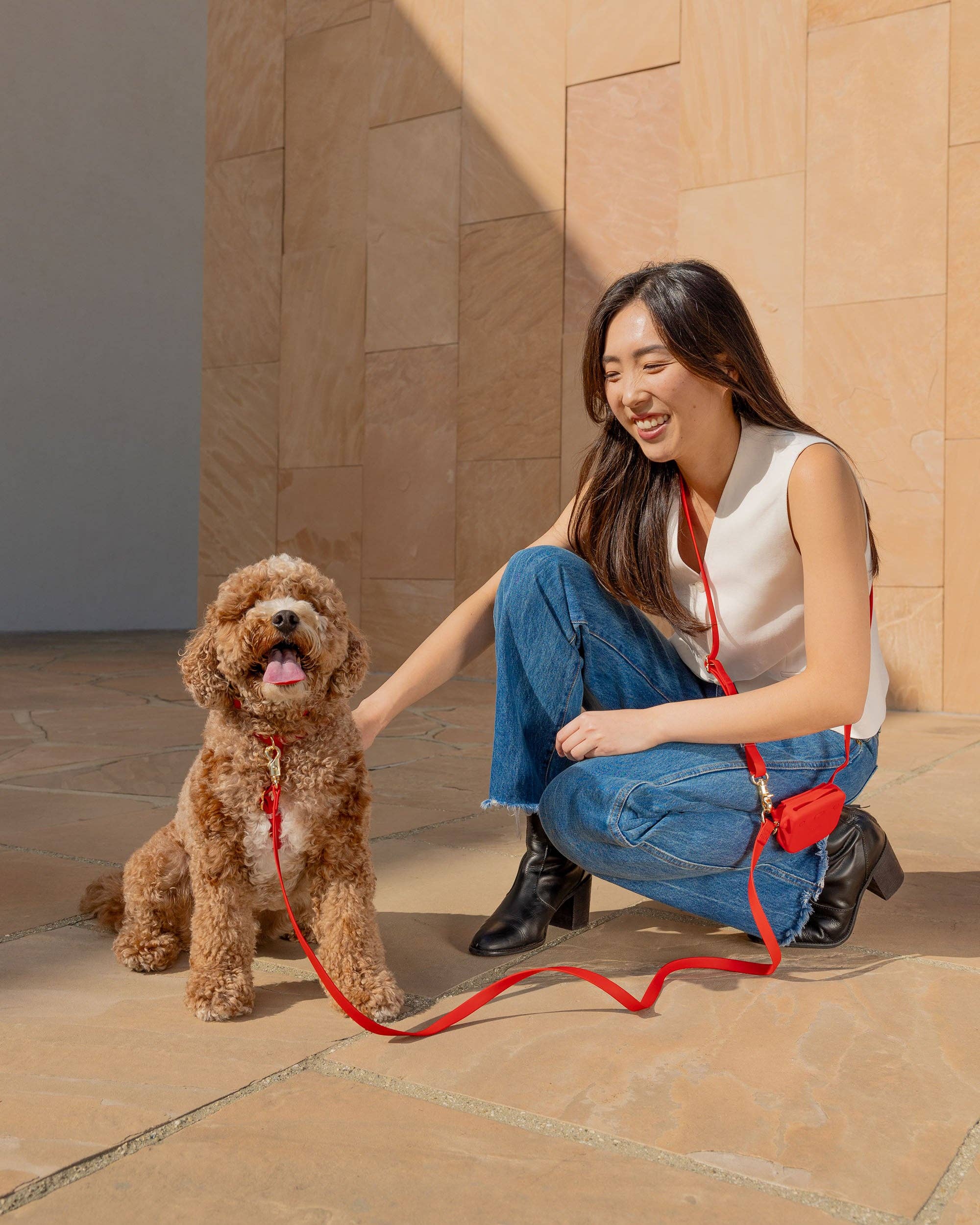 SUNNY TAILS - Cherry Red Snap Dog Treat Pouch
