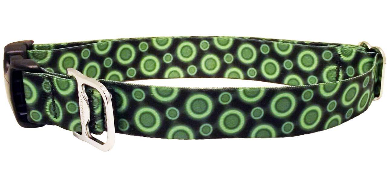 Cycle Dog - Ecoweave Green SpaceDots Dog Collar: Plastic Quick Release / Medium / Fatty