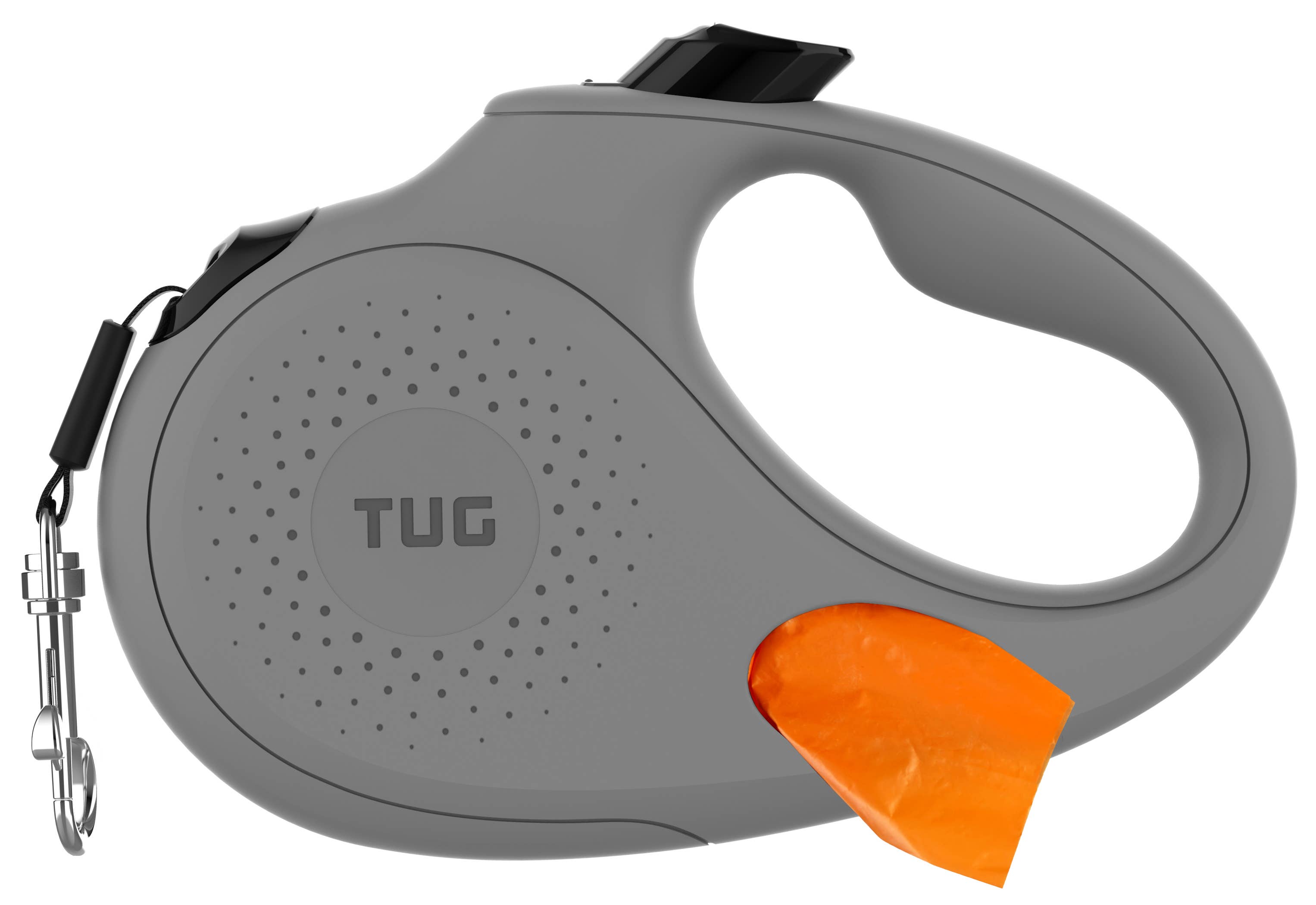 Tug Pet Products - TUG Retractable Dog Leash with Integrated Dispenser: Black / Large