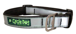 Cycle Dog - Silver Max Reflective Dog Collar: Latch-Lock Metal Buckle / Large / Standard