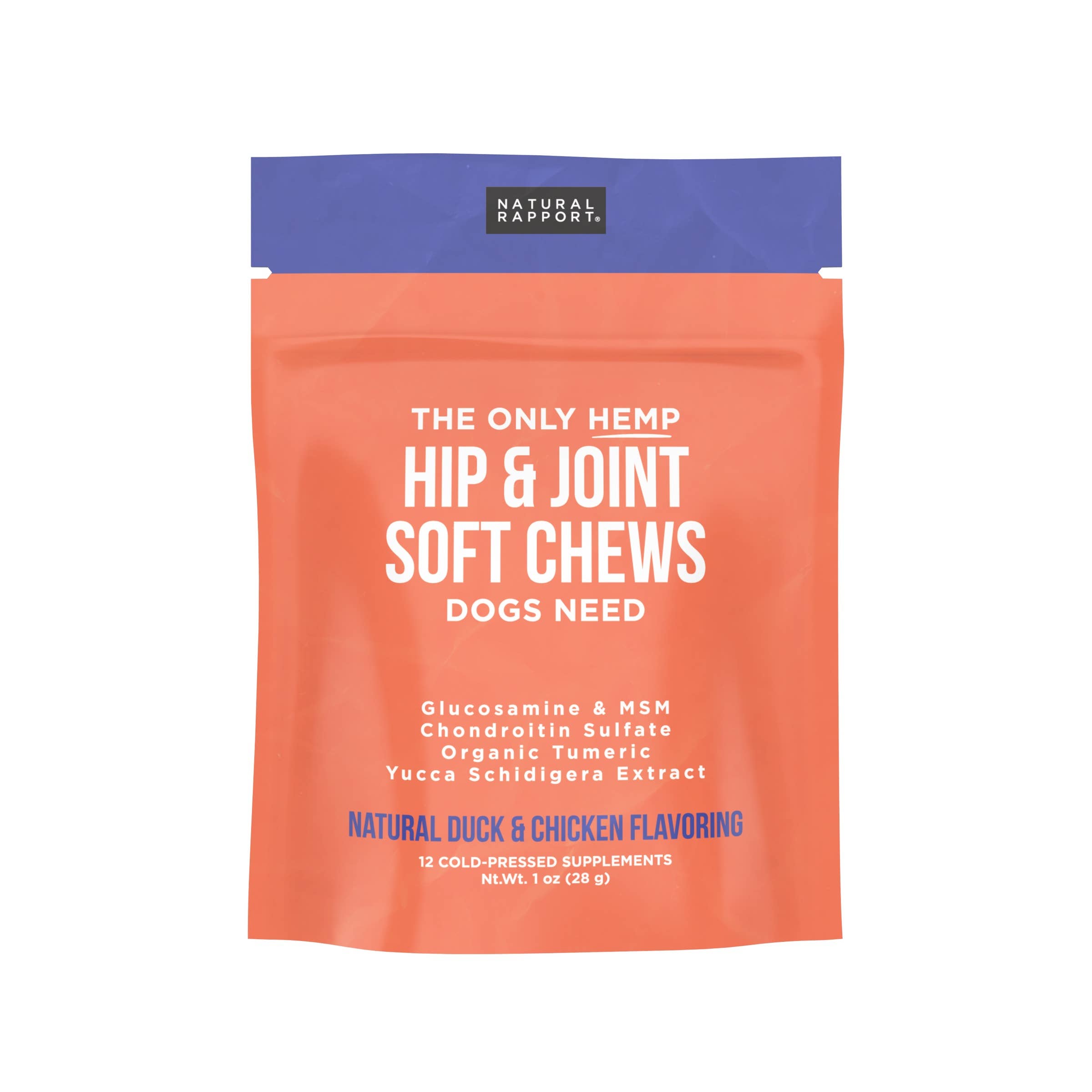 Natural Rapport - The Only Hip & Joint Soft Chews Dogs Need: 120 count jar