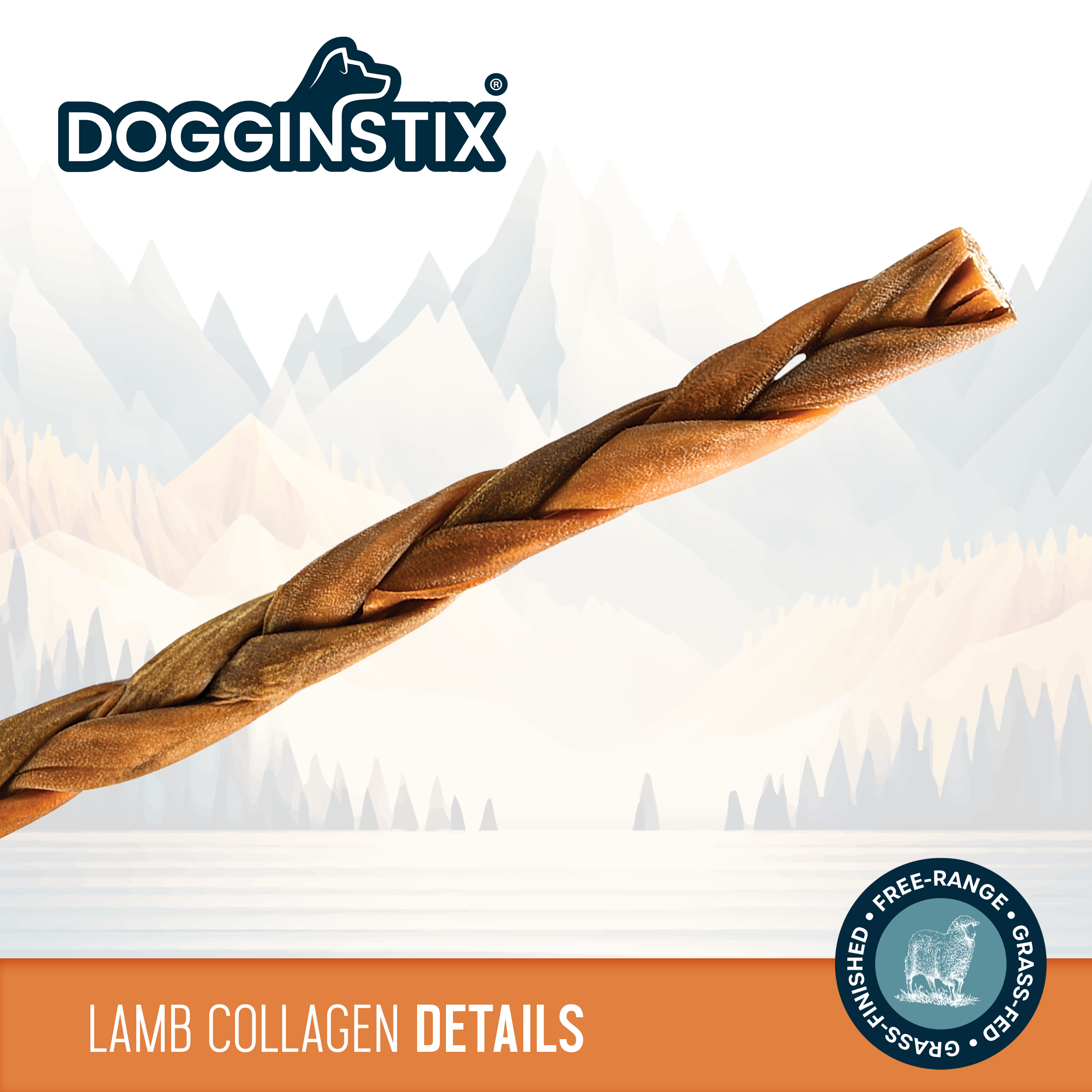Dogginstix - 12" Braided Lamb Collagen Sticks