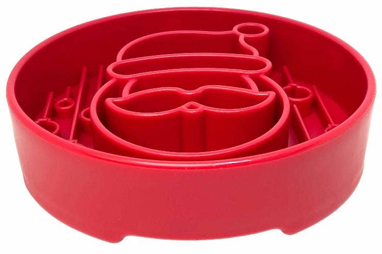 SodaPup Dog Toys - Santa Design eBowl Enrichment Slow Feeder Bowl for Dogs: Santa eBowl - red