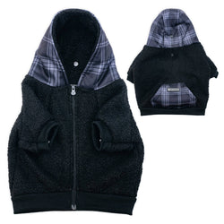 Frenchie - Frenchie Dog Hoodie - Black Plaid: L