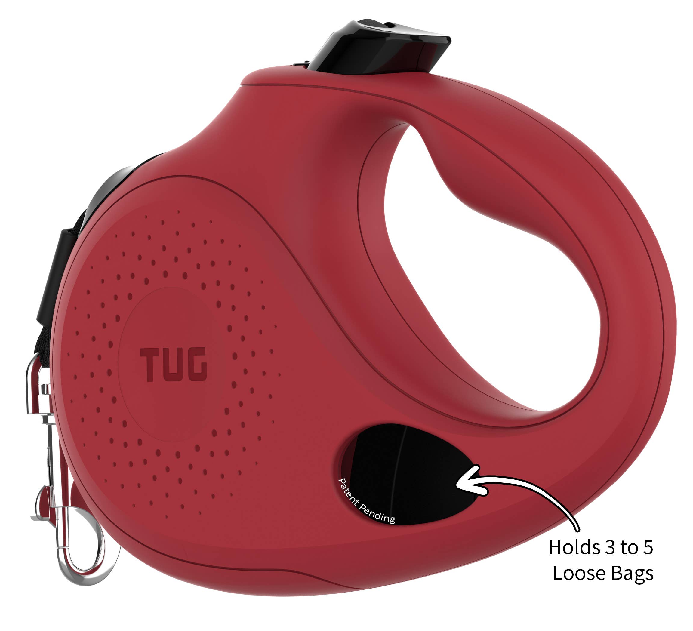 Tug Pet Products - TUG Retractable Dog Leash with Integrated Dispenser: Black / Large