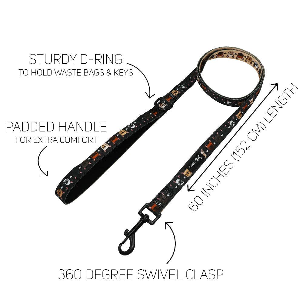 SASSY WOOF - Fabric Leash - Fab Frenchies
