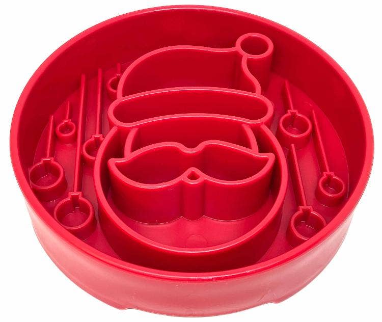 SodaPup Dog Toys - Santa Design eBowl Enrichment Slow Feeder Bowl for Dogs: Santa eBowl - red