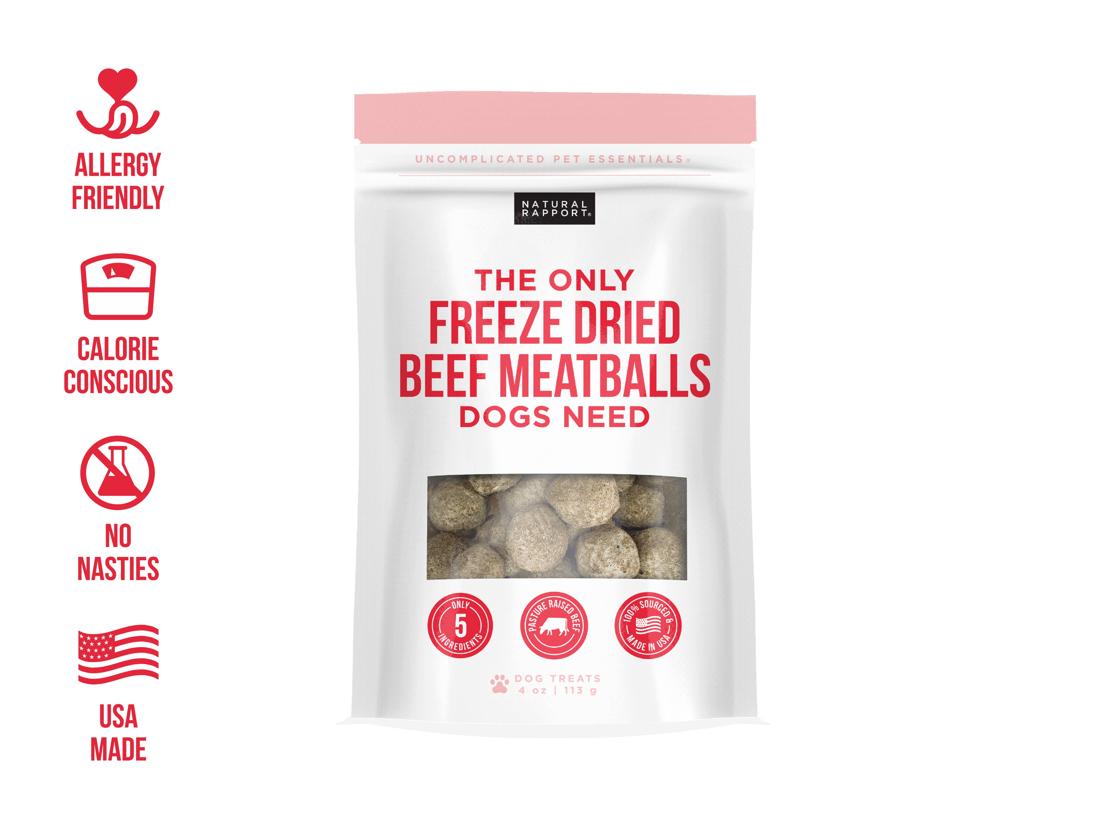 Natural Rapport - The Only Freeze Dried Beef Meatballs Dogs Need: 4 oz