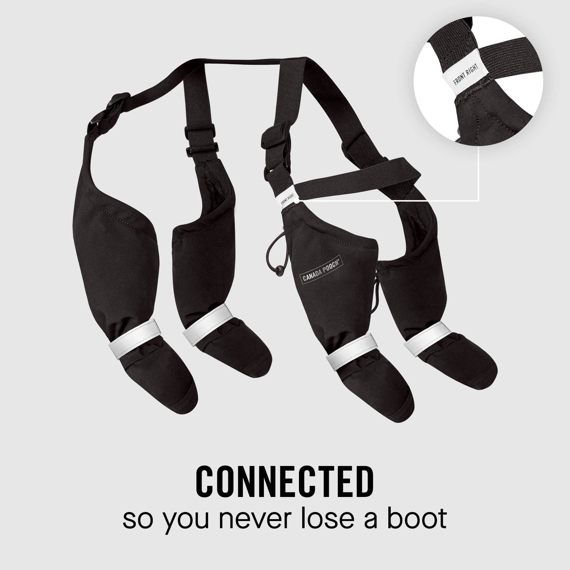 Canada Pooch - Suspender Boots- Dog Boots: Black / 3