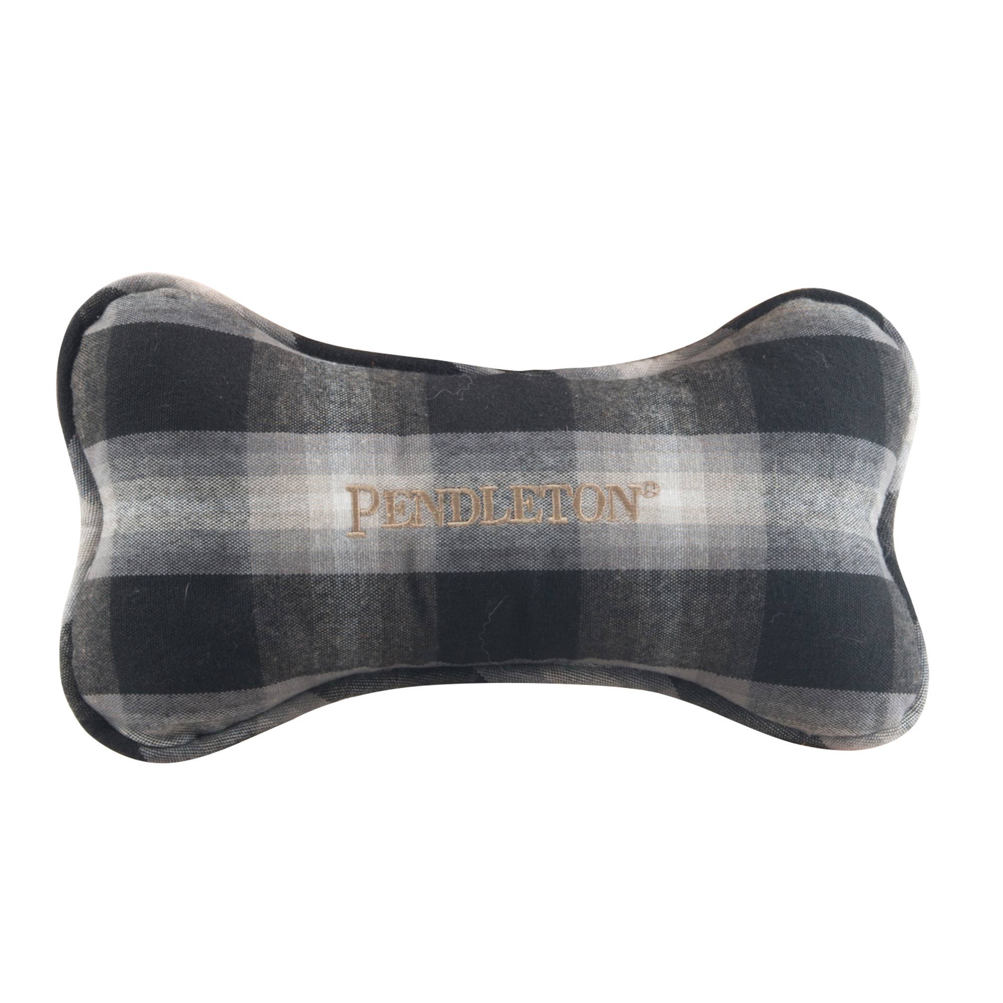 Pendleton Plaid Plush Bone Toy with Squeaker: Grey Stewart Plaid