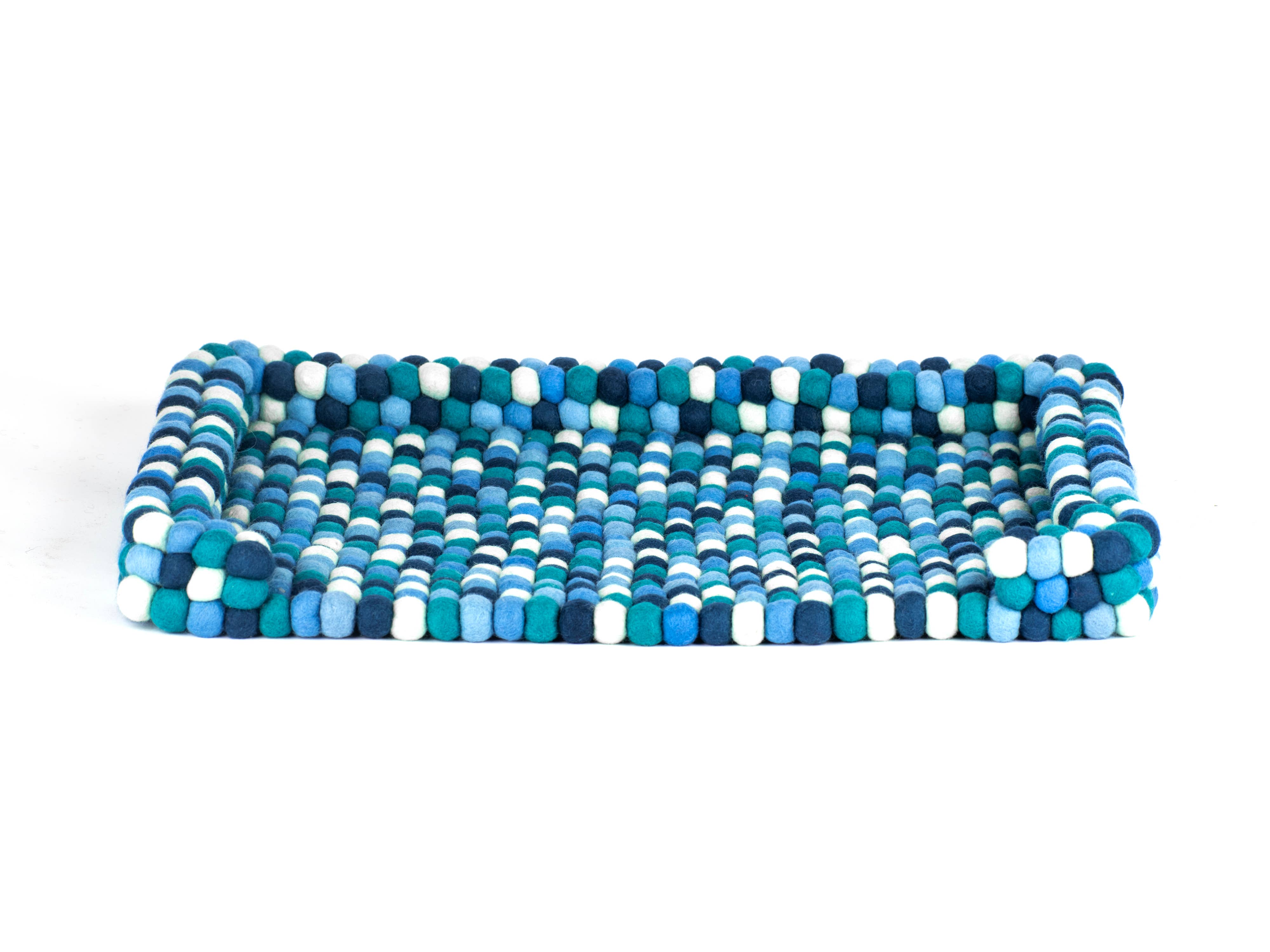 Felt Dog Bed - Natural Wool Handmade Dog Bed for All Breeds: Small 24x18 / Rainbow Multicolor