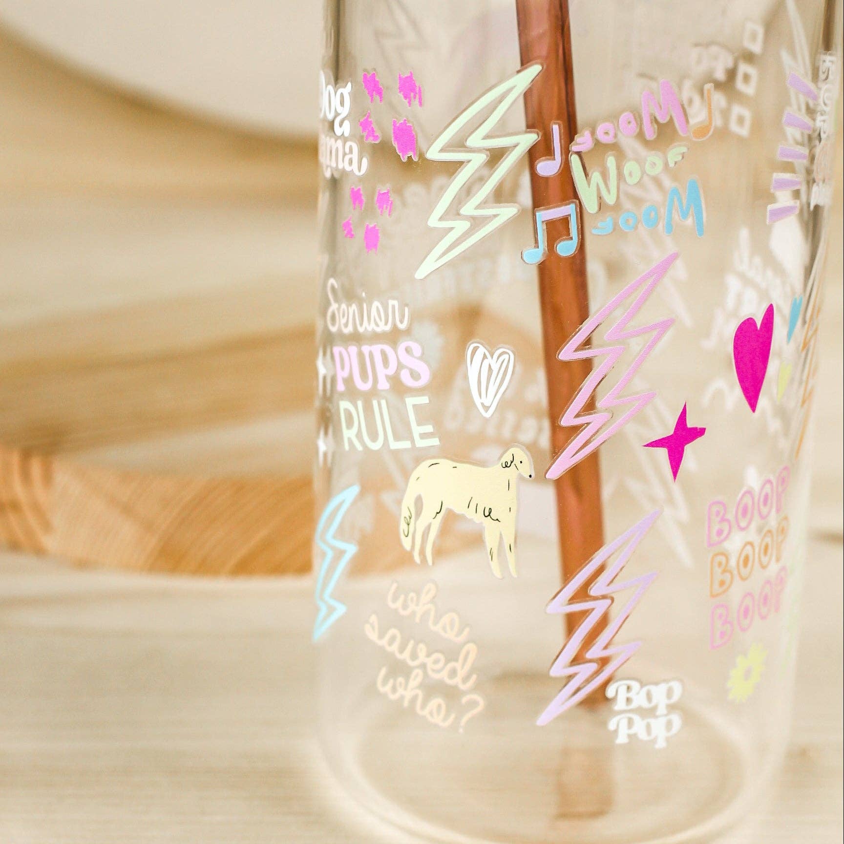 100% Dog Obsessed Glass | Lid + Straw