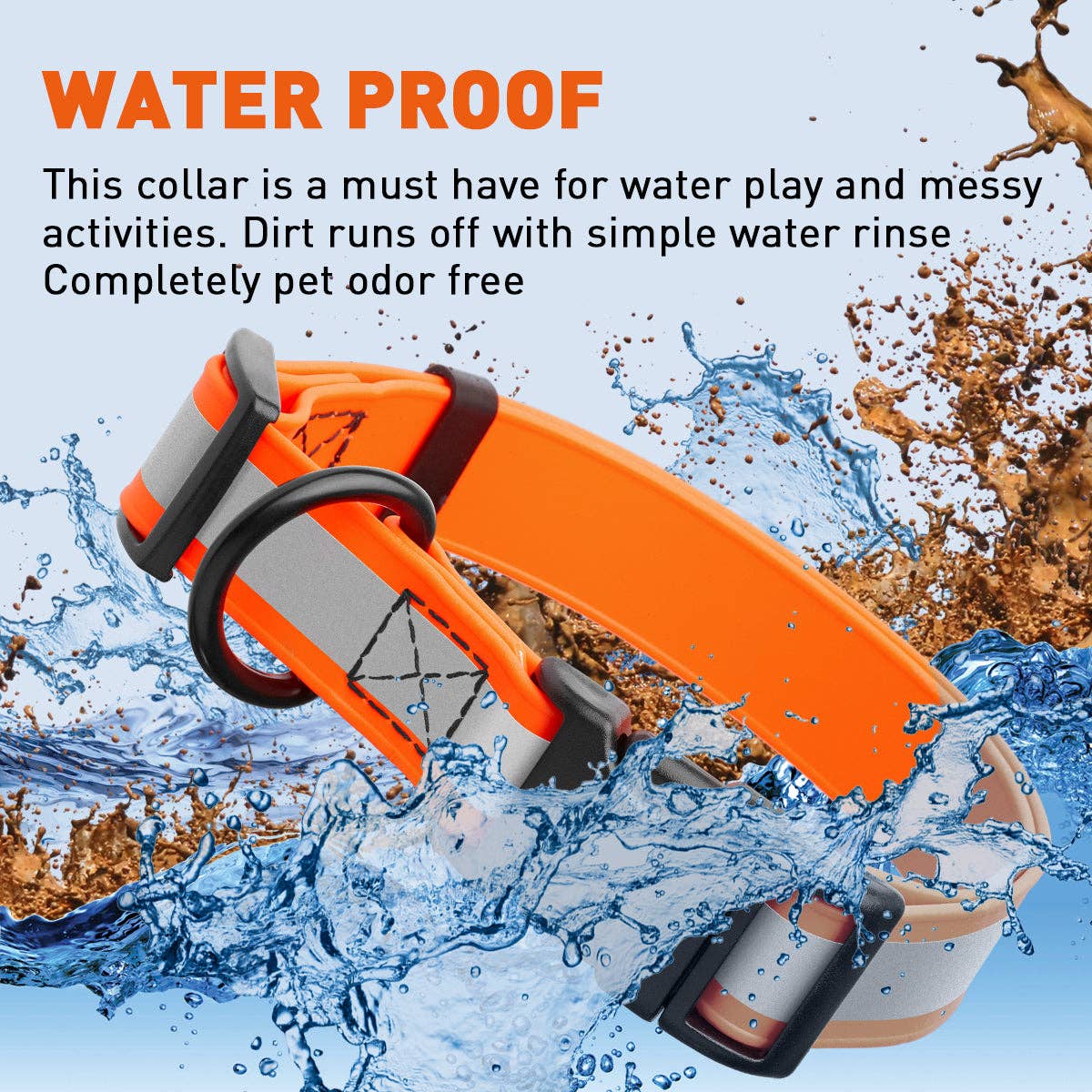 Dogline - Dogline Biothane Reflective Dog Collar with Quick Release: Orange / 12"-19" / 3/4"