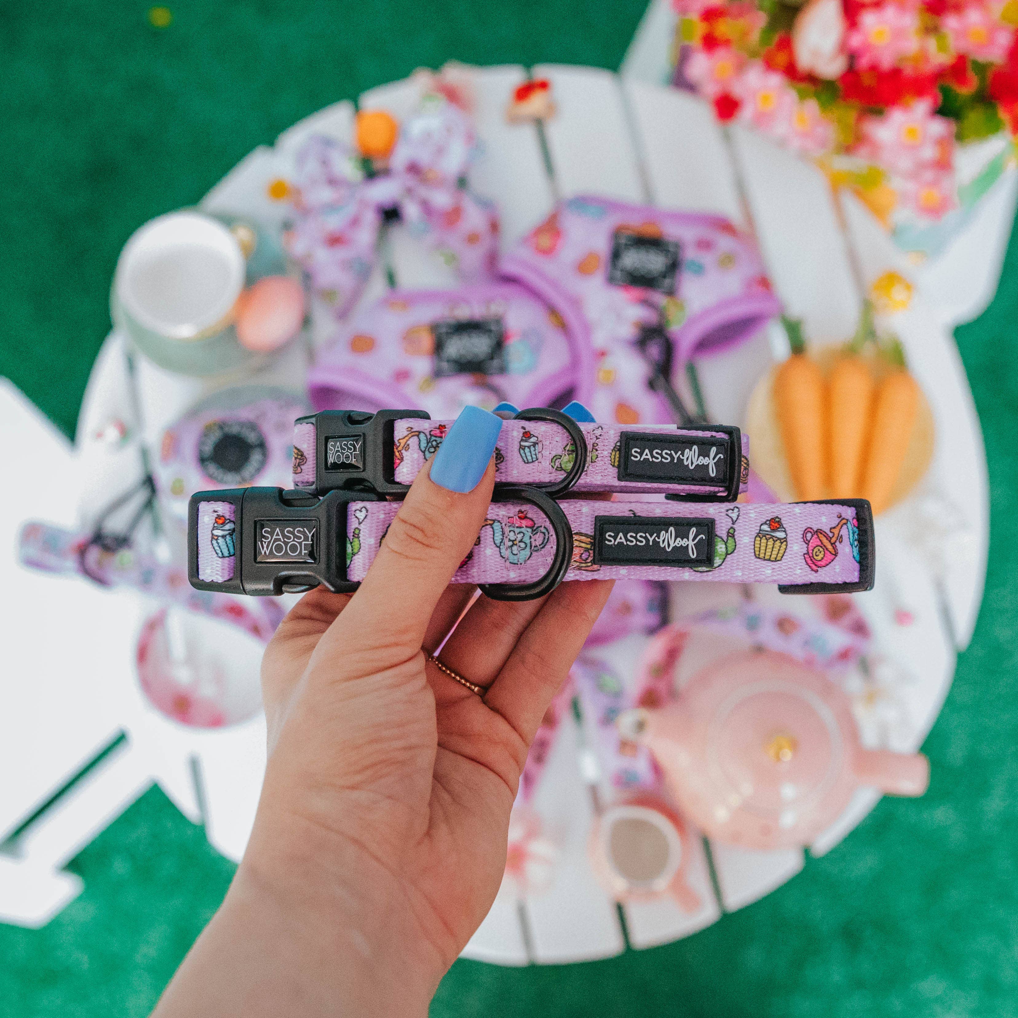 SASSY WOOF - Dog Collar - Tea Pawty: XSmall