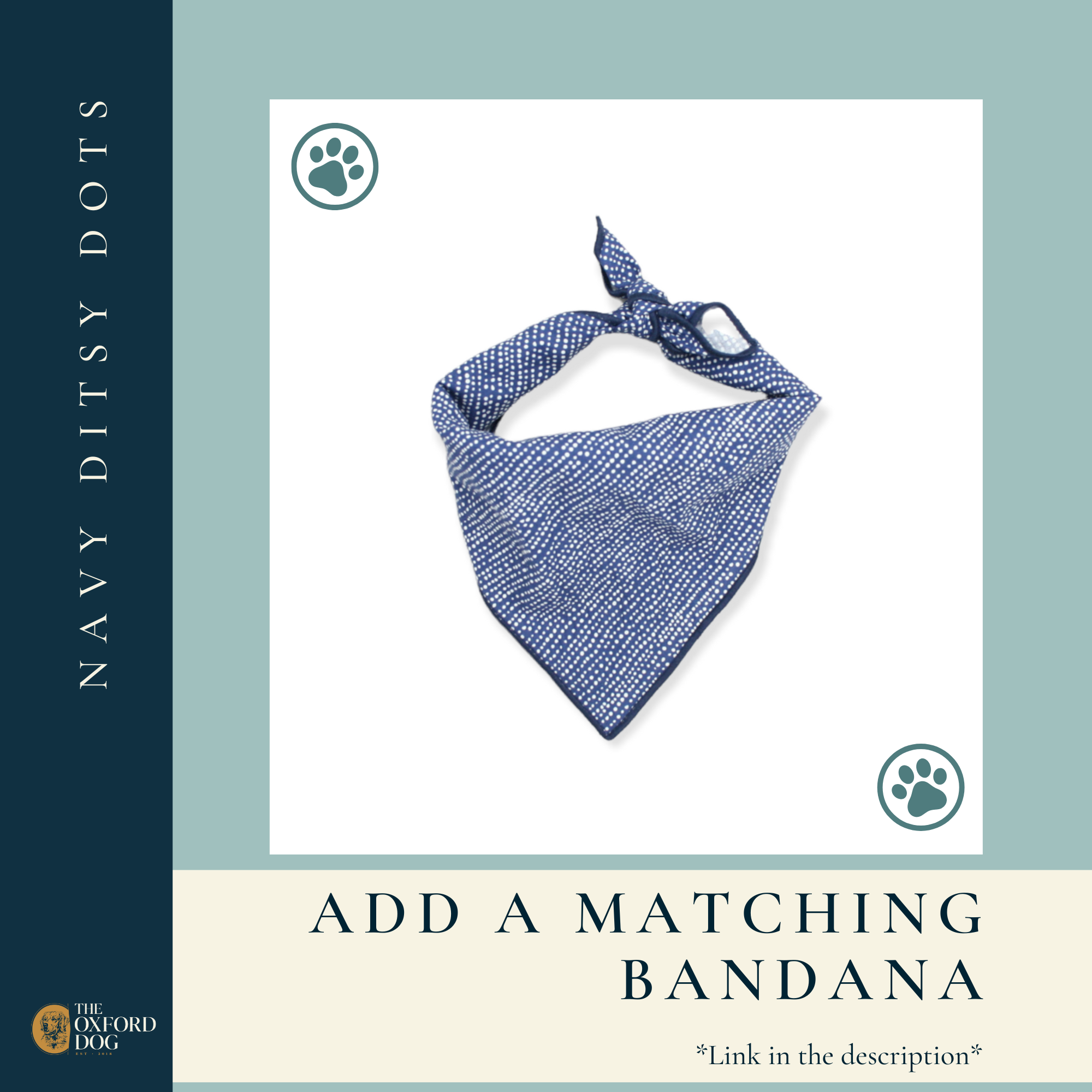 The Oxford Dog - Blue Dog Collar | Boy Dog Collar | Navy Ditsy Dots | Oxford: SMALL / Silver