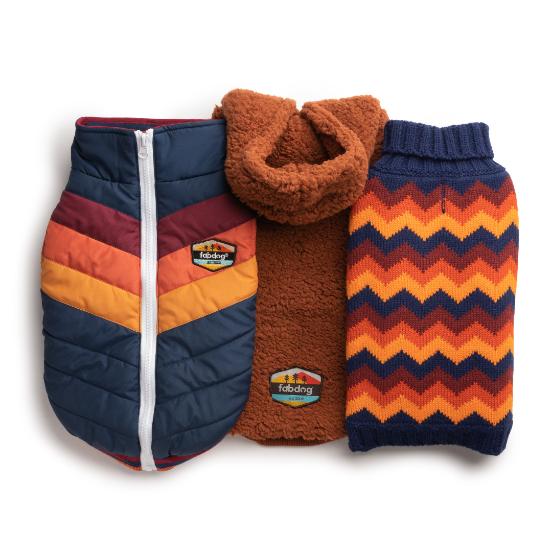 Navy Chevron Dog Coat: 18"