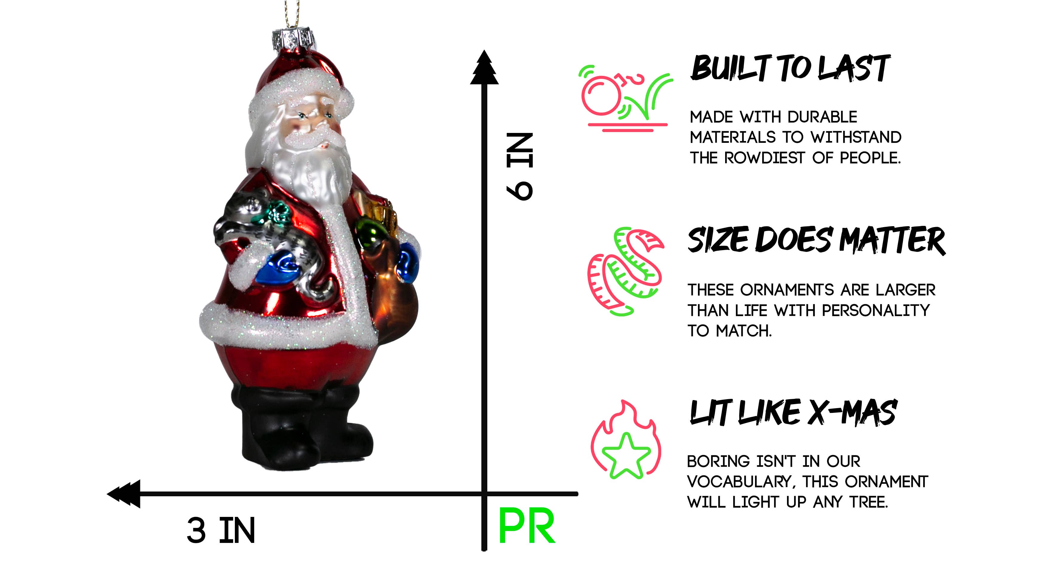 Party Rock | Santa with Cat Glass Ornament