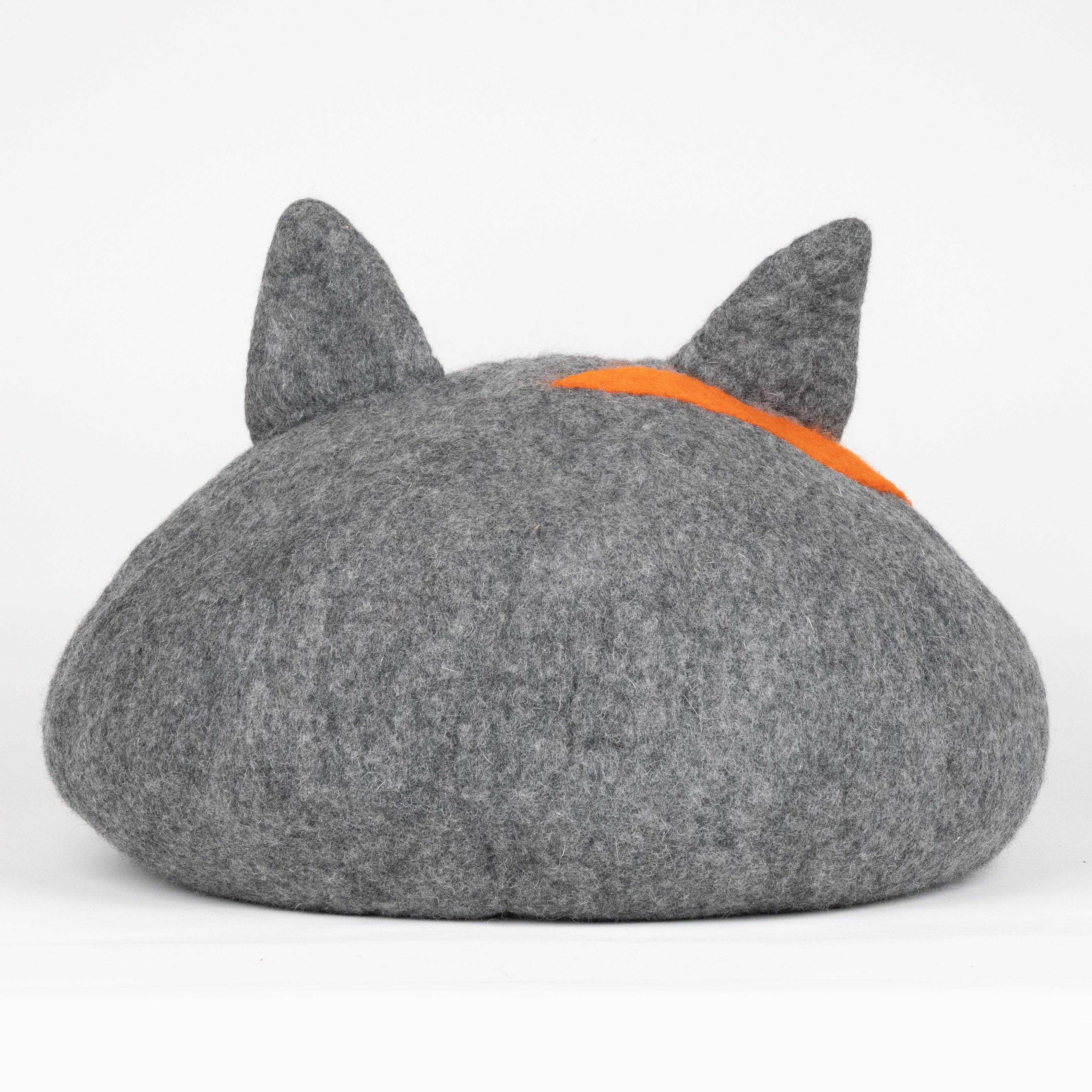 Felt Cat Cave Natural Felt Wool Cat Bed - Ears & Bolt: Dark Gray
