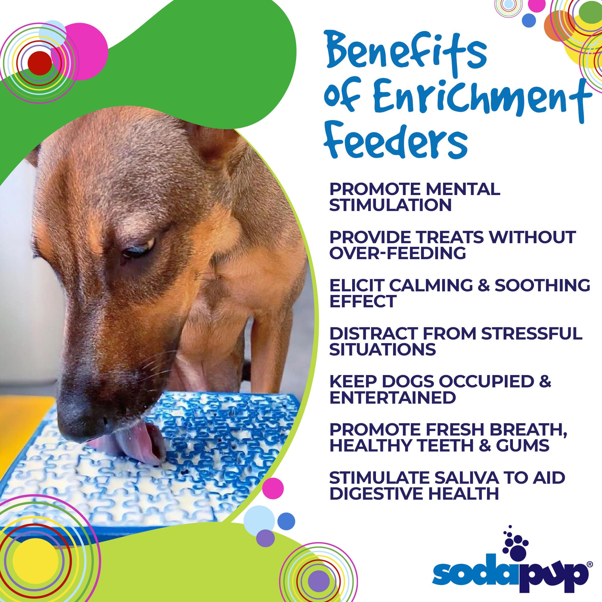 SodaPup Dog Toys - Jigsaw Design Emat Enrichment Licking Mat: Blue