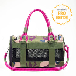 ROVERLUND - OUT-OF-OFFICE PET CARRIER PRO EDITION: CAMO / MAGENTA / SMALL - UP TO 15LBS
