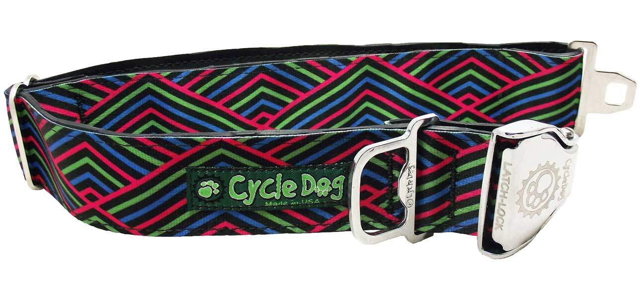 Cycle Dog - Multi Diagonals Dog Collar: Latch-Lock Metal Buckle / Medium / Standard