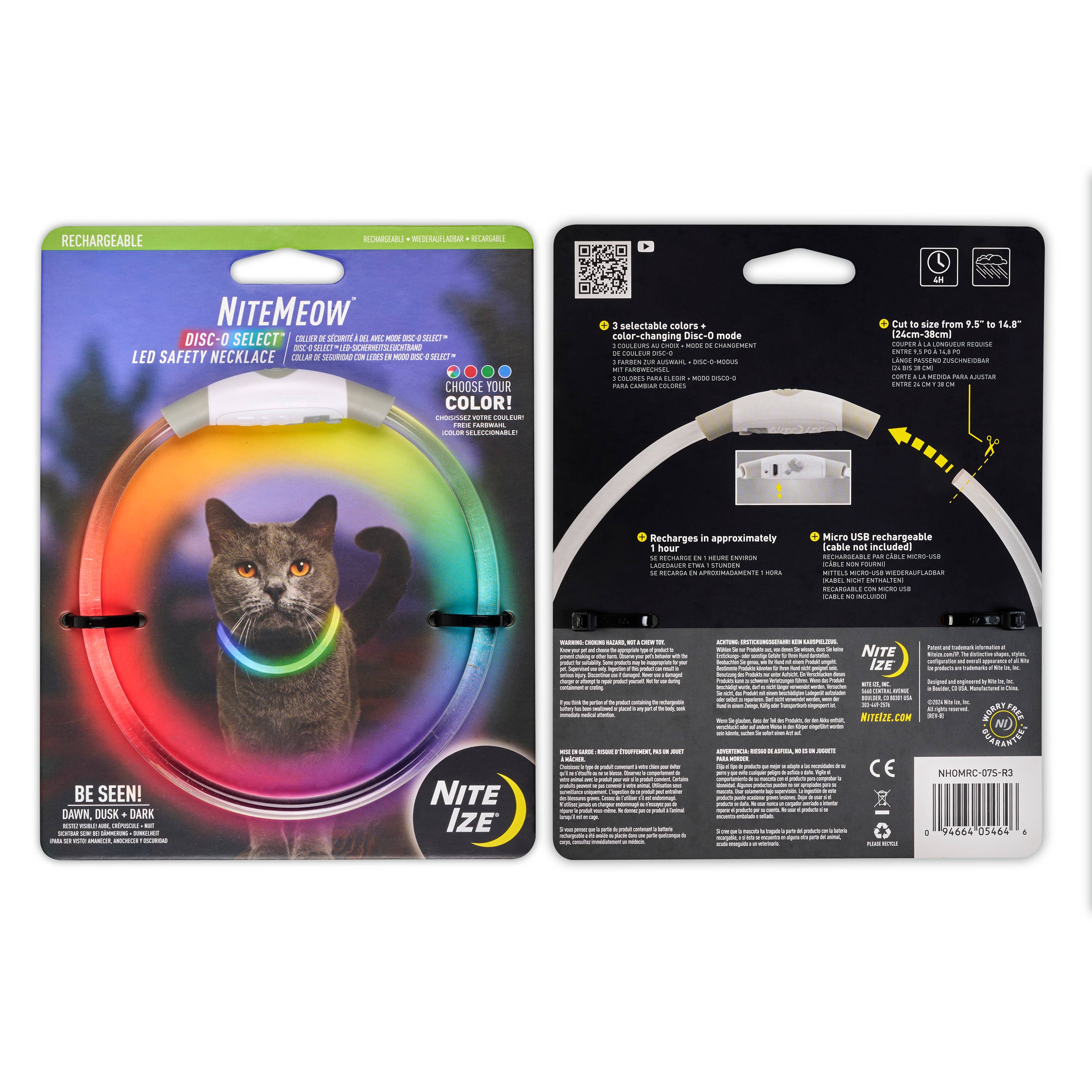 Pet Palette Distribution - Nite Ize NiteMeow Rechargeable LED Safety Necklace Disc-O