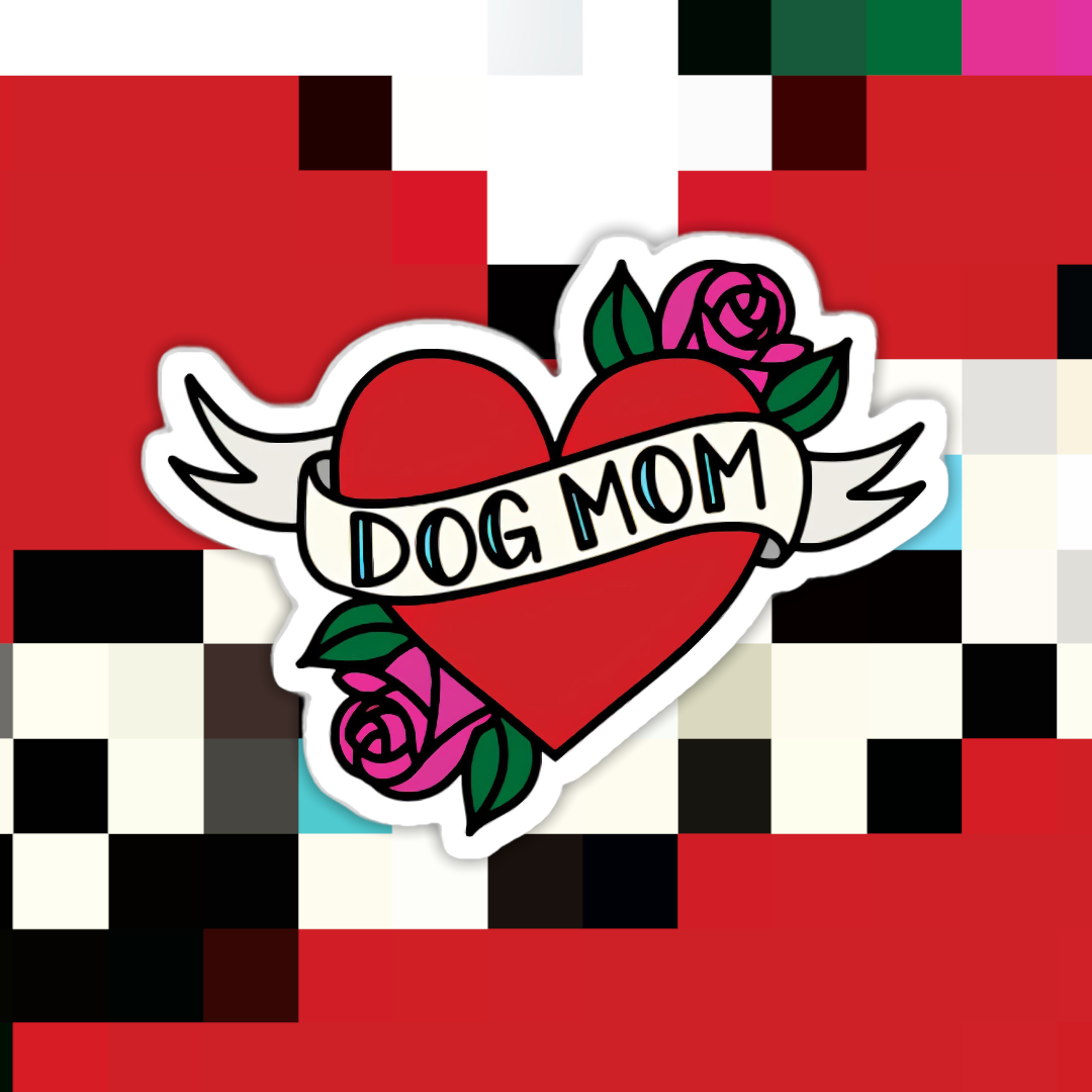 Dog Mom Heart Sticker: Transparent Background