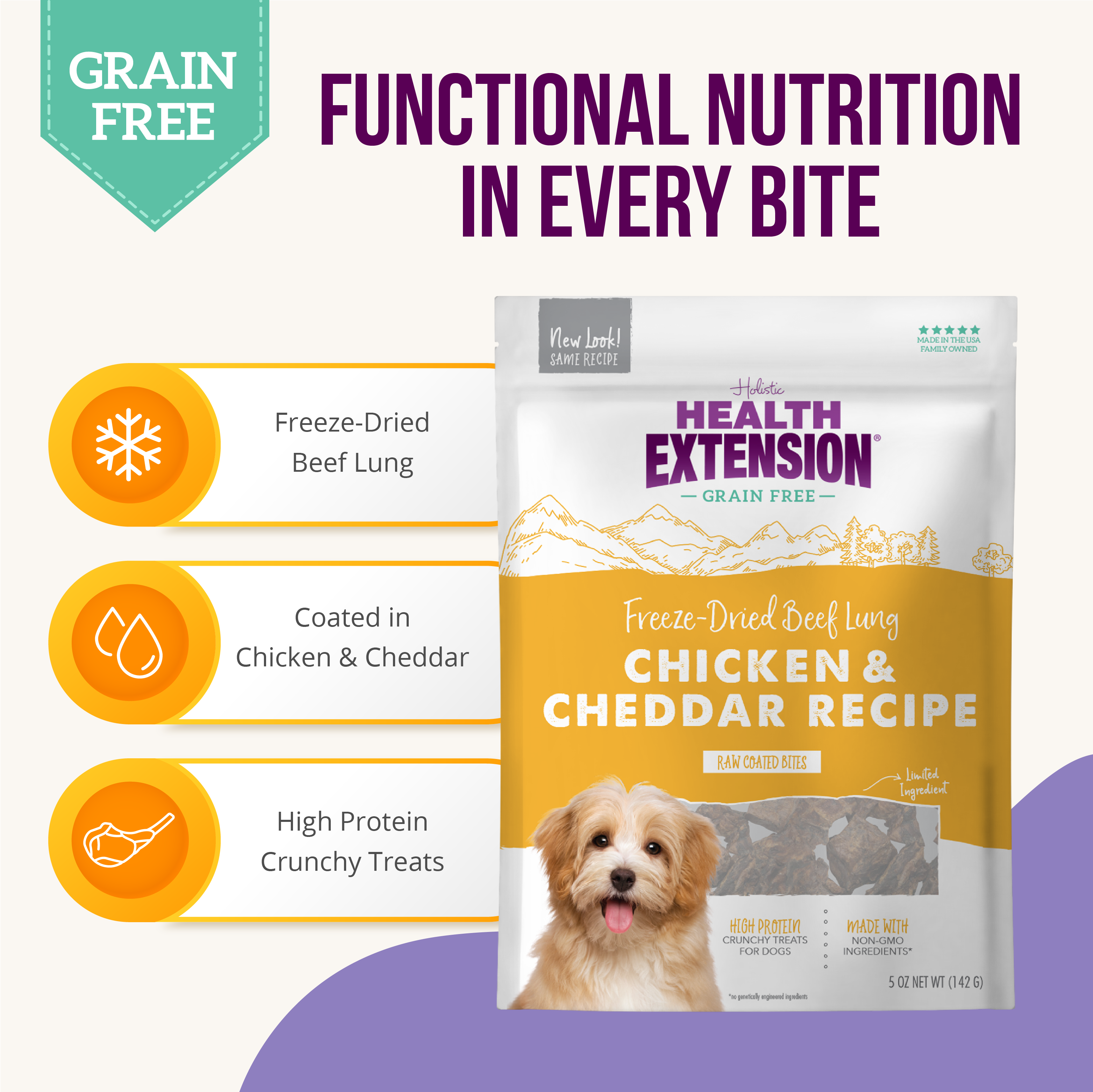 Health Extension Pet Care - Freeze Dried Chicken & Cheddar Bully Puffs: 5-ounces