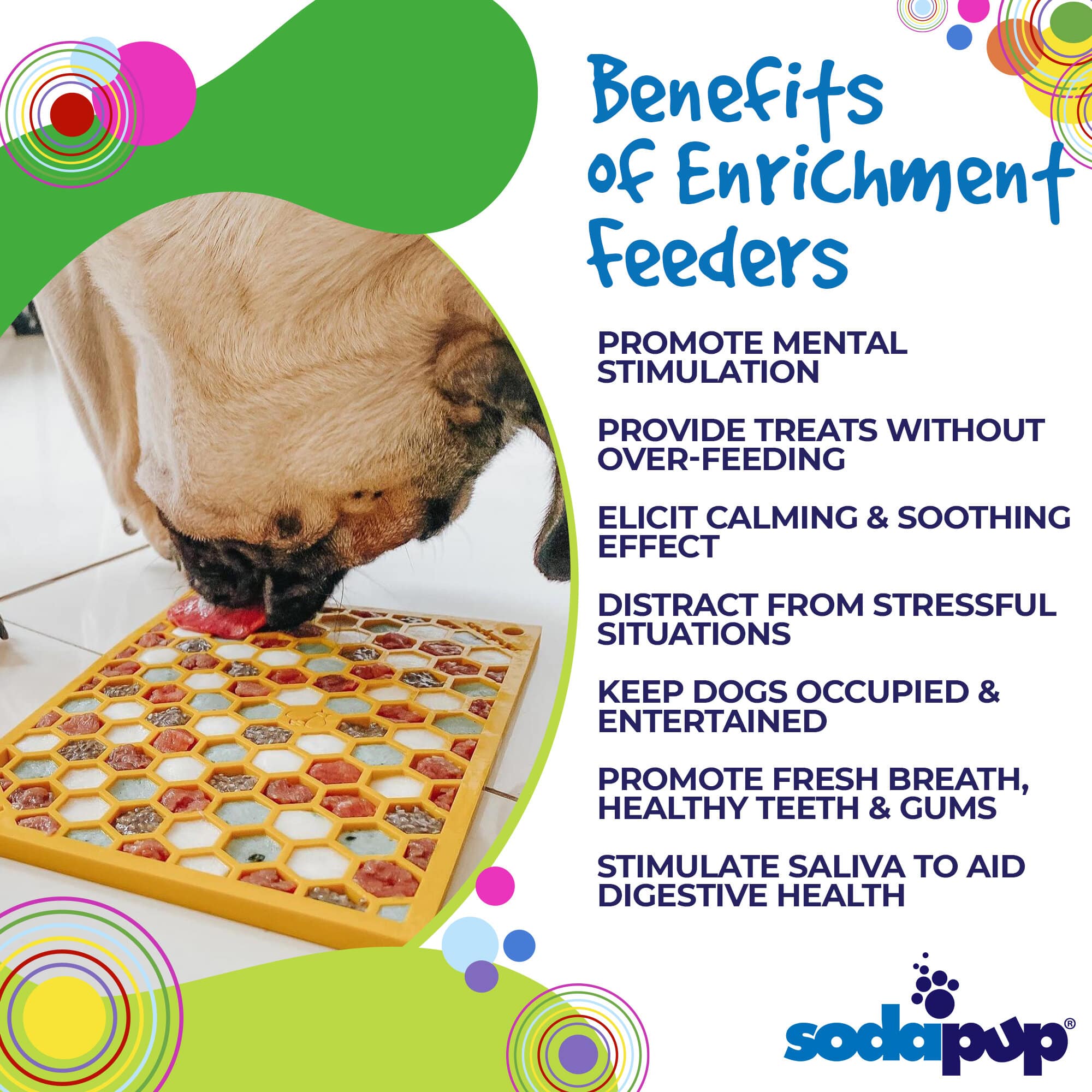 SodaPup Dog Toys - Honeycomb Design Emat Enrichment Licking Mat - Yellow - Larg: Small