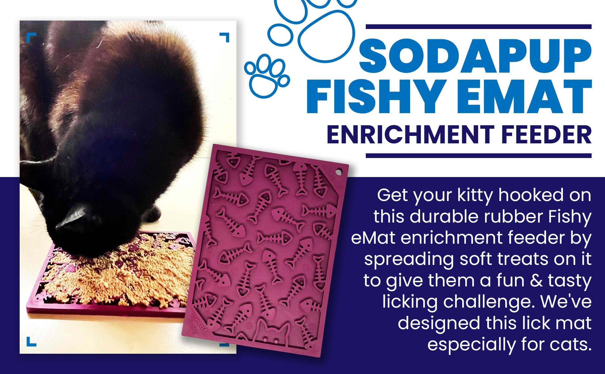 SodaPup Dog Toys - Fishy Design eMat Enrichment Lick Mat - small: Fishy emat - plum