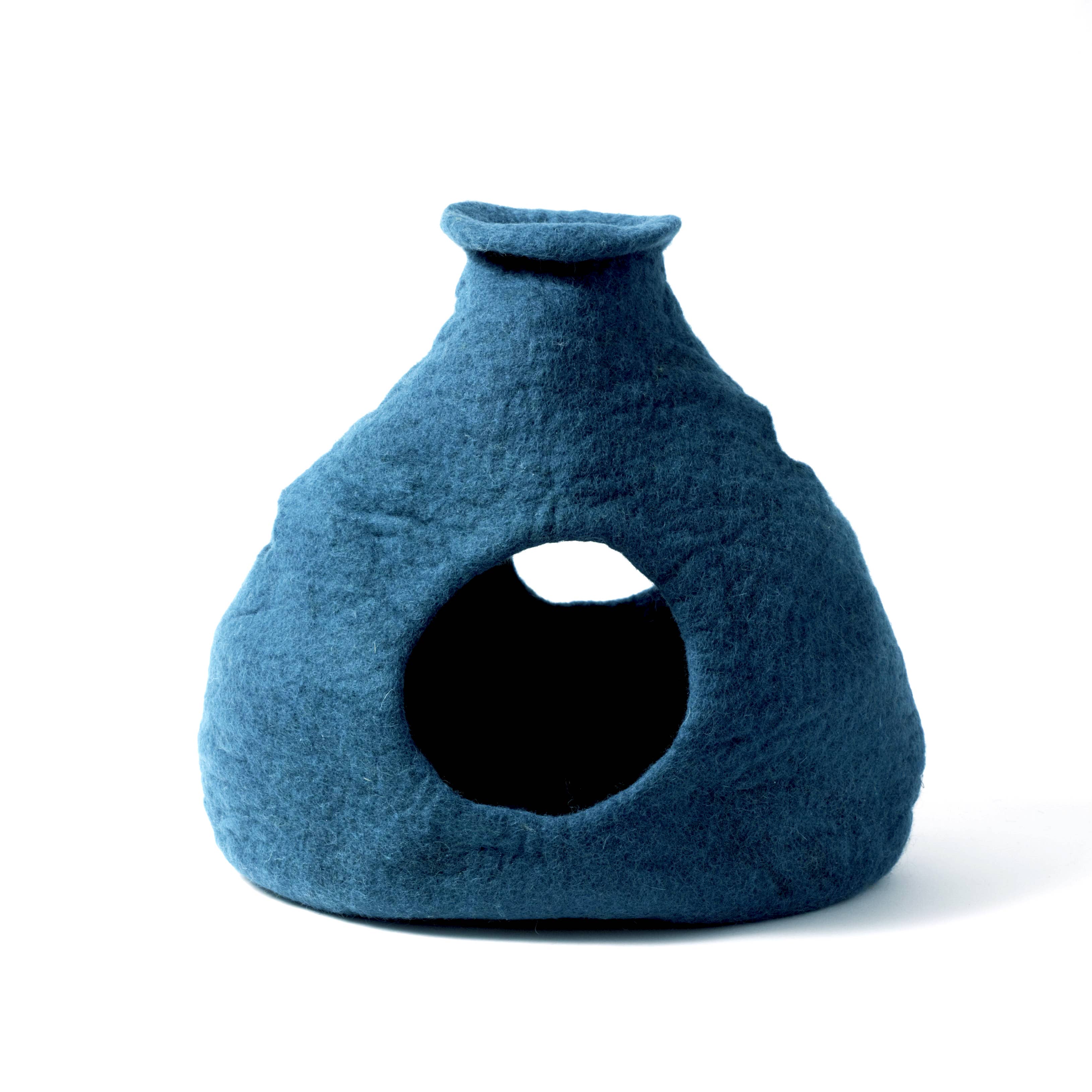 Dharma Dog Karma Cat - Purr - a - Boo Wool Pet Cave: Navy