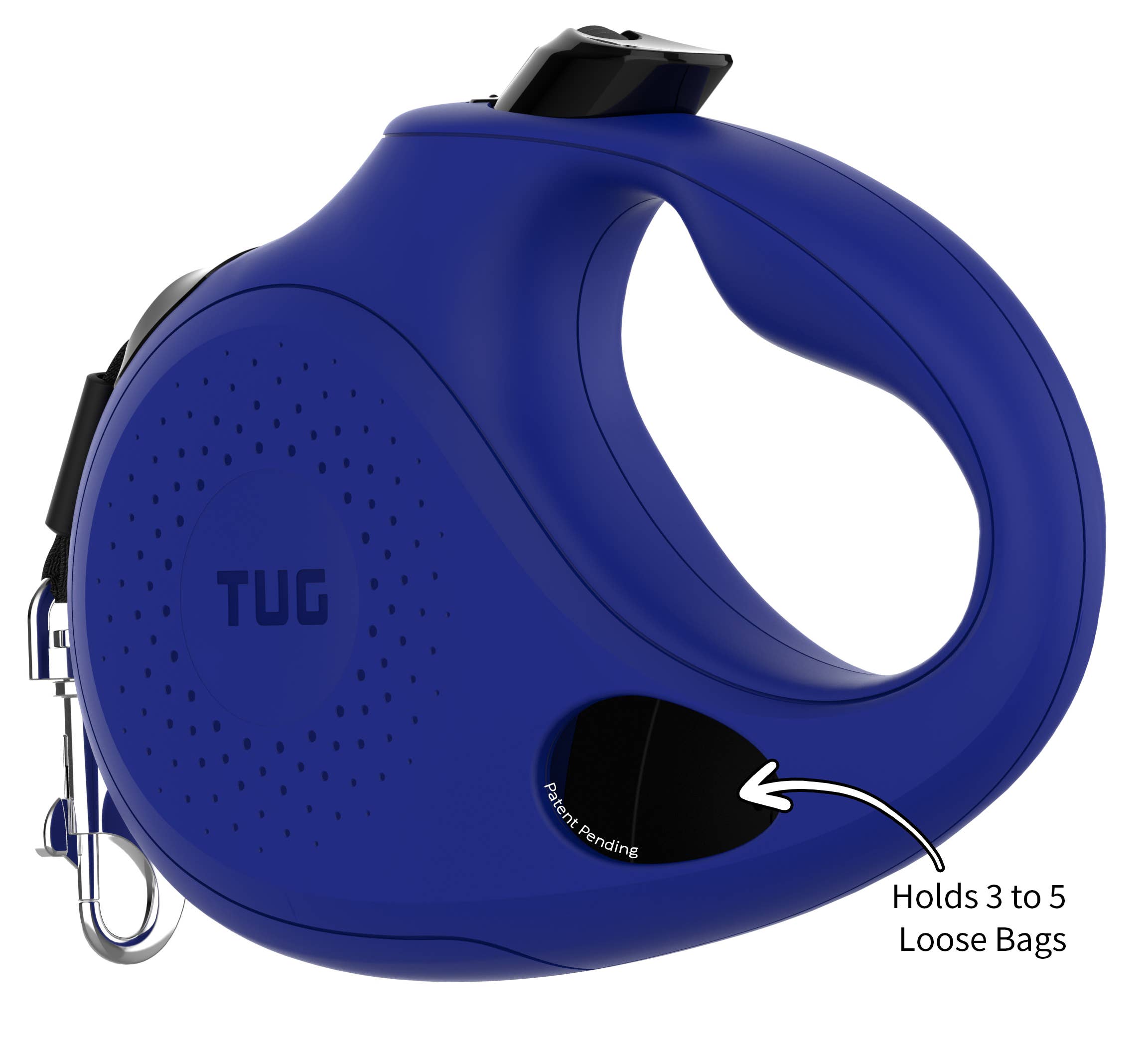 Tug Pet Products - TUG Retractable Dog Leash with Integrated Dispenser: Black / Small
