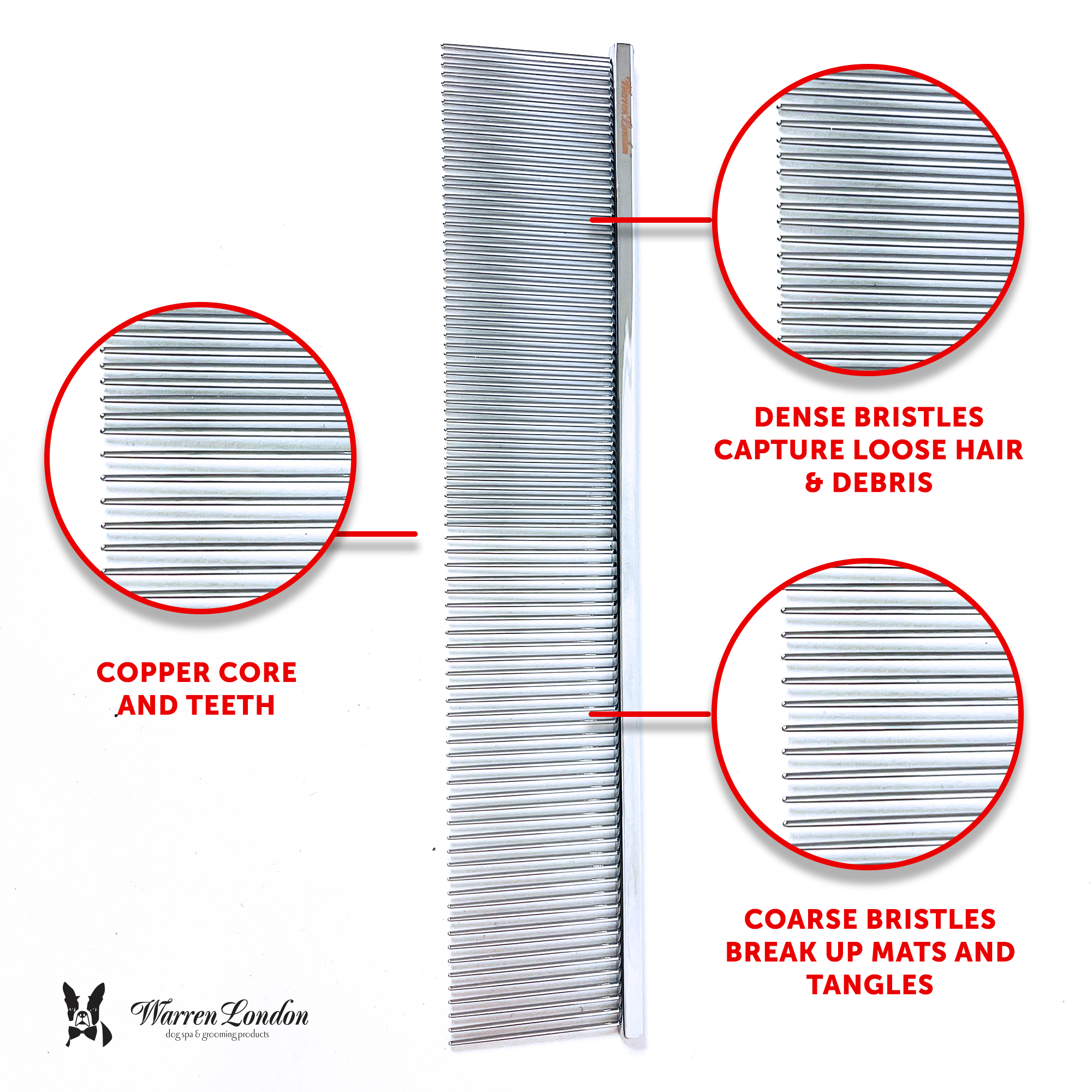 Warren London Grooming Comb - Available in 3 Different Types: Groomers Everyday Comb