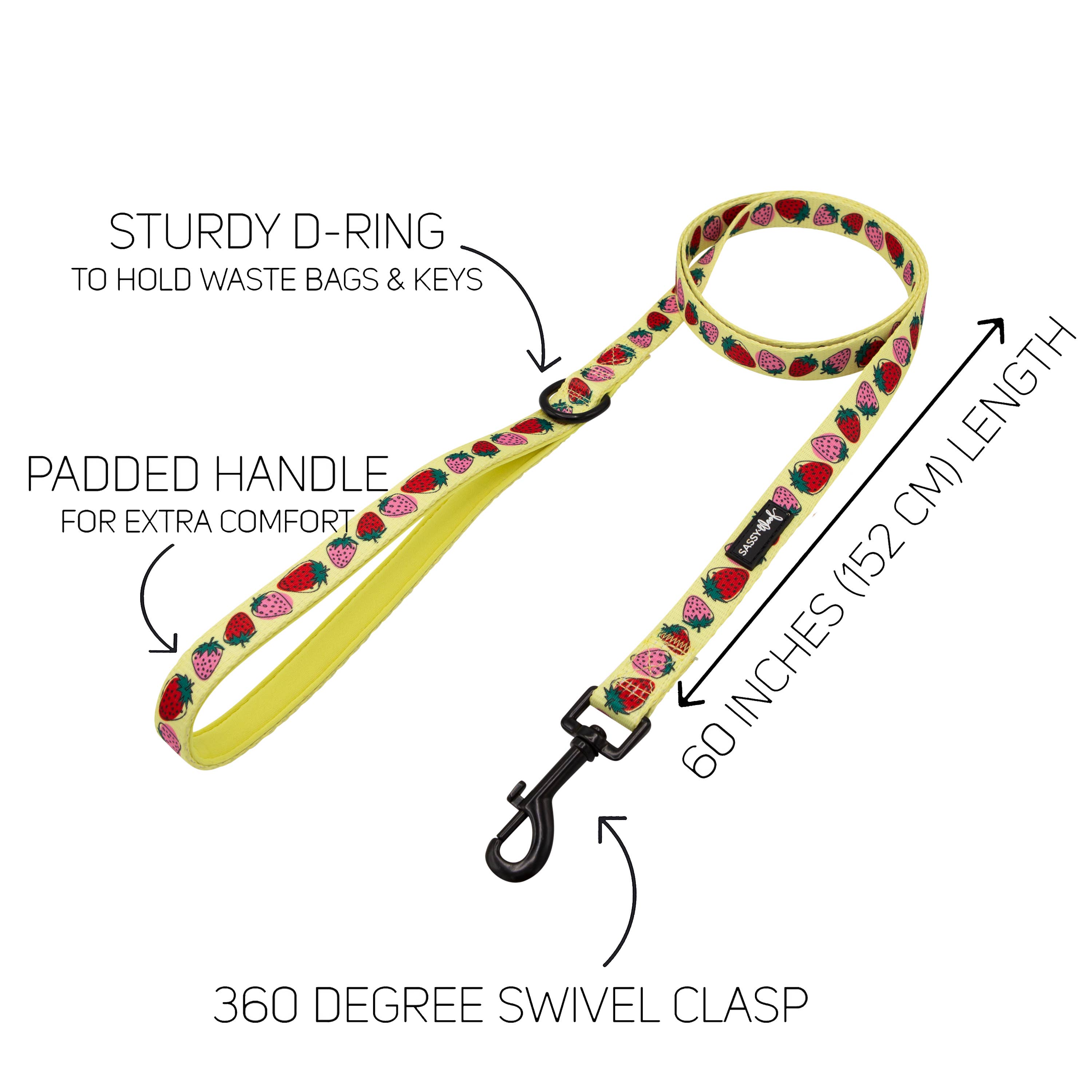 SASSY WOOF - Dog Leash - Strawberry Fields Furever