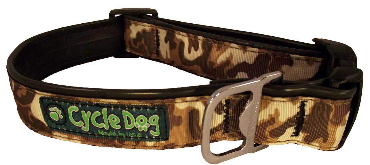 Cycle Dog - Brown Camo Dog Collar: Latch-Lock Metal Buckle / Large