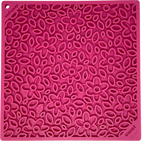 SodaPup Dog Toys - Flower Power Design eMat Enrichment Lick Mat - Pink: Flower Power E-Mat - small pink