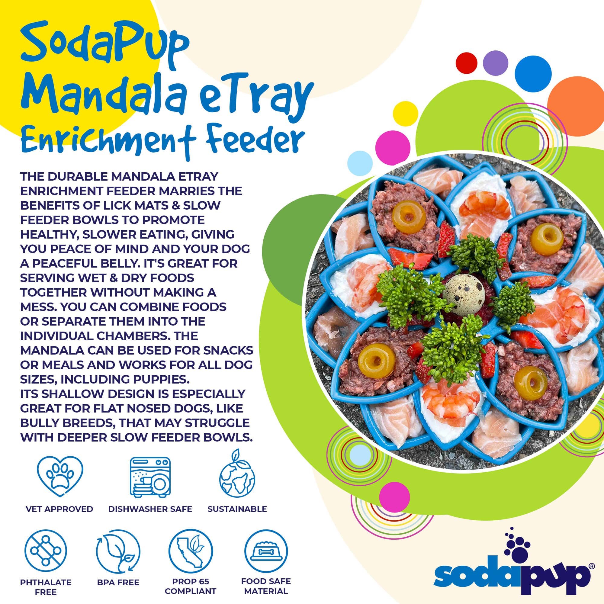 SodaPup Dog Toys - Mandala Design eTray Enrichment Tray for Dogs: Yellow
