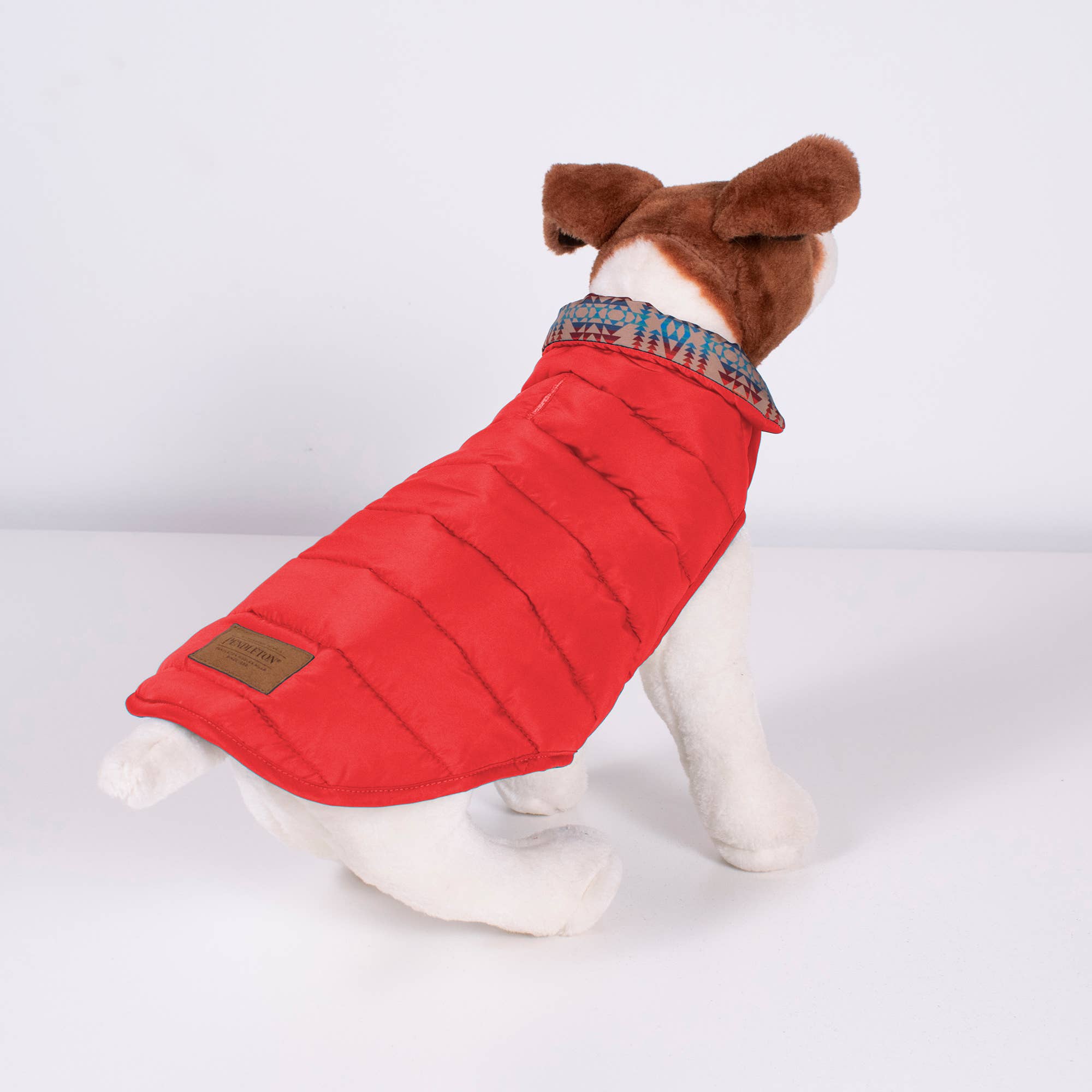 Pendleton Puffer Style Adjustable Dog Coat: Small / Red