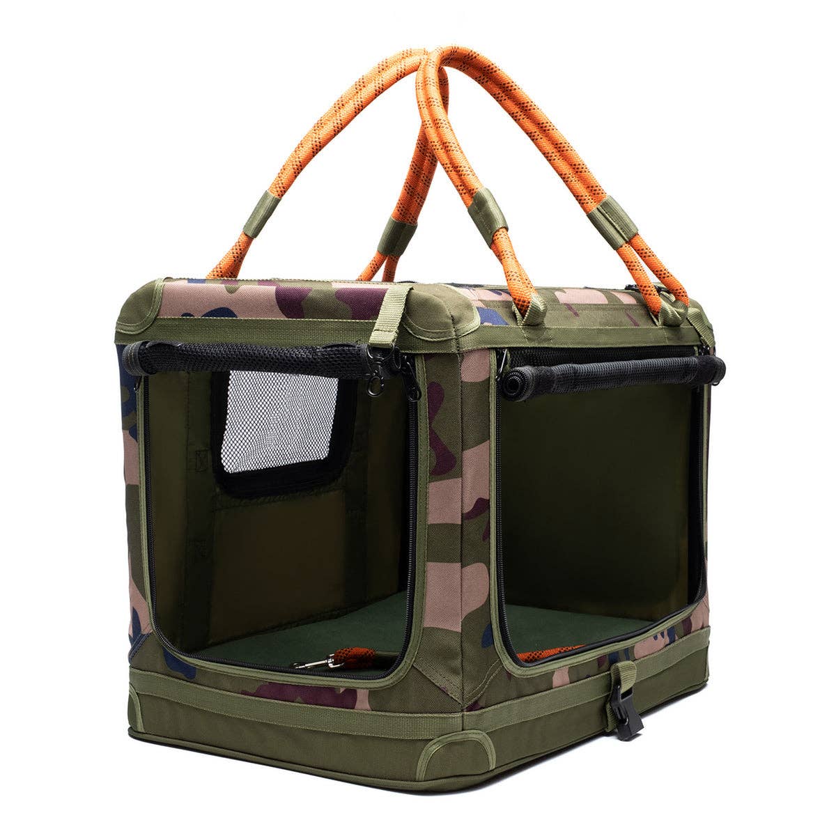 ROVERLUND - AWAY-WE-GO PET CRATE: CAMO / ORANGE / LARGE - UP TO 50LBS